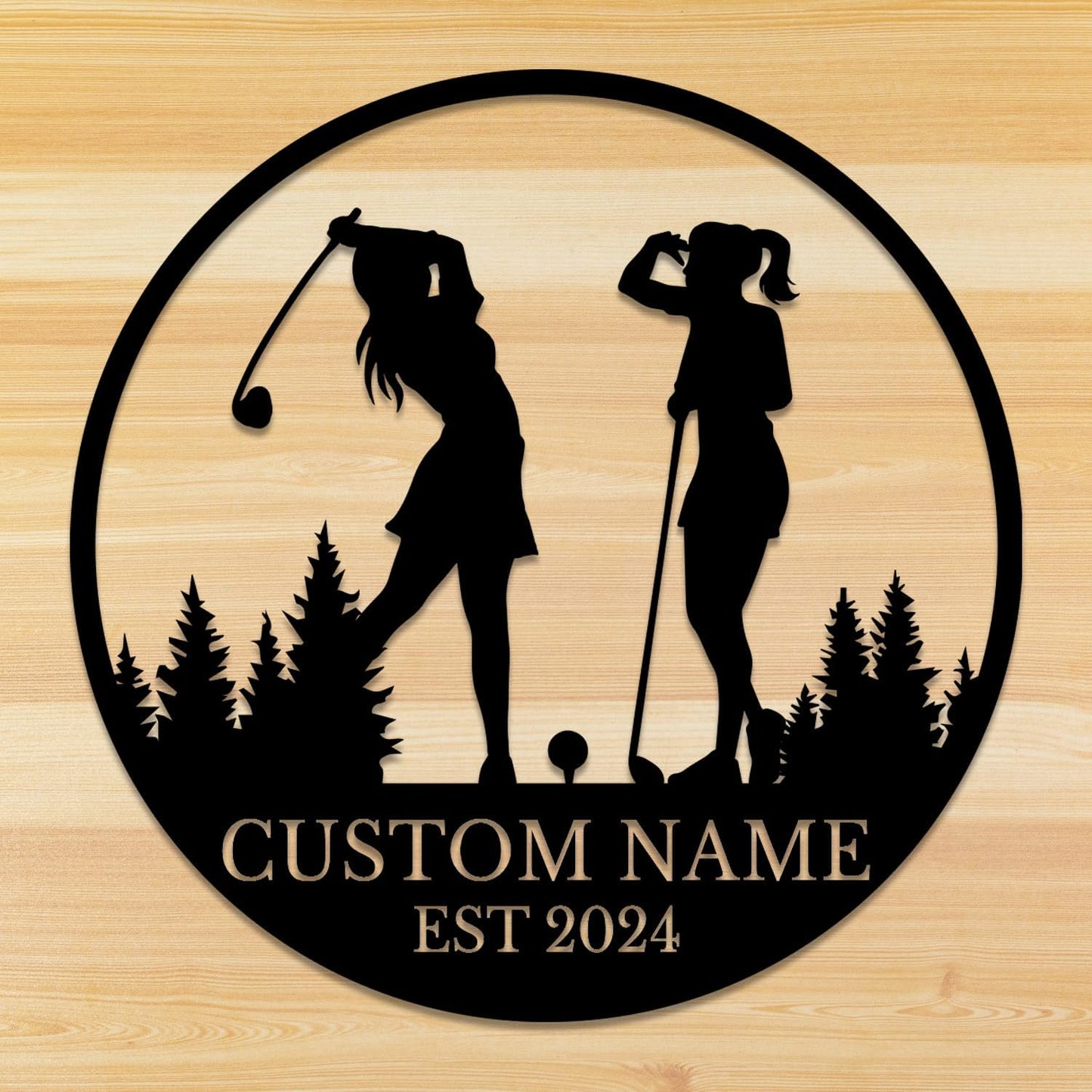 Personalized Custom Crossed Golf Metal Wall Art,Personalized Golfer Name Sign Decoration For Room,Hole Golf Club Decoration (Golf B)