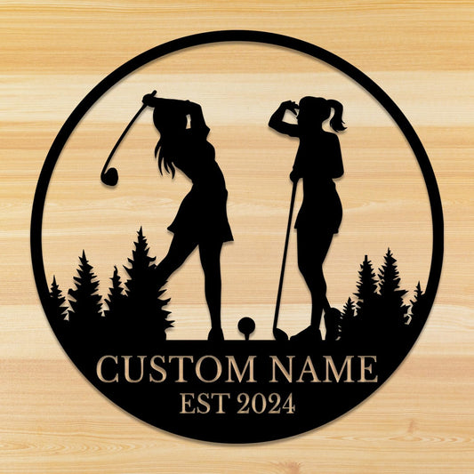Personalized Custom Crossed Golf Metal Wall Art,Personalized Golfer Name Sign Decoration For Room,Hole Golf Club Decoration (Golf B)