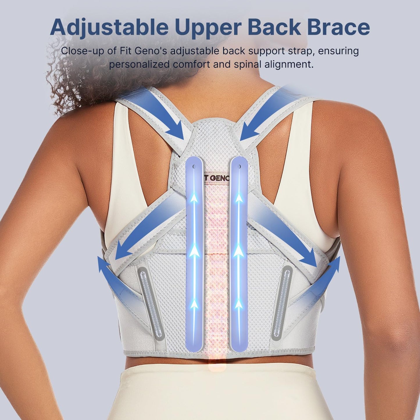 Fit Geno Posture Corrector for Women & Men: Adjustable Lightweight Upper Back Brace for Neck Shoulder & Upper Back Pain Relief - Improve Posture Correct Hunchback Slouching Invisible Under Clothes (M/L Under Bust 35" - 47")