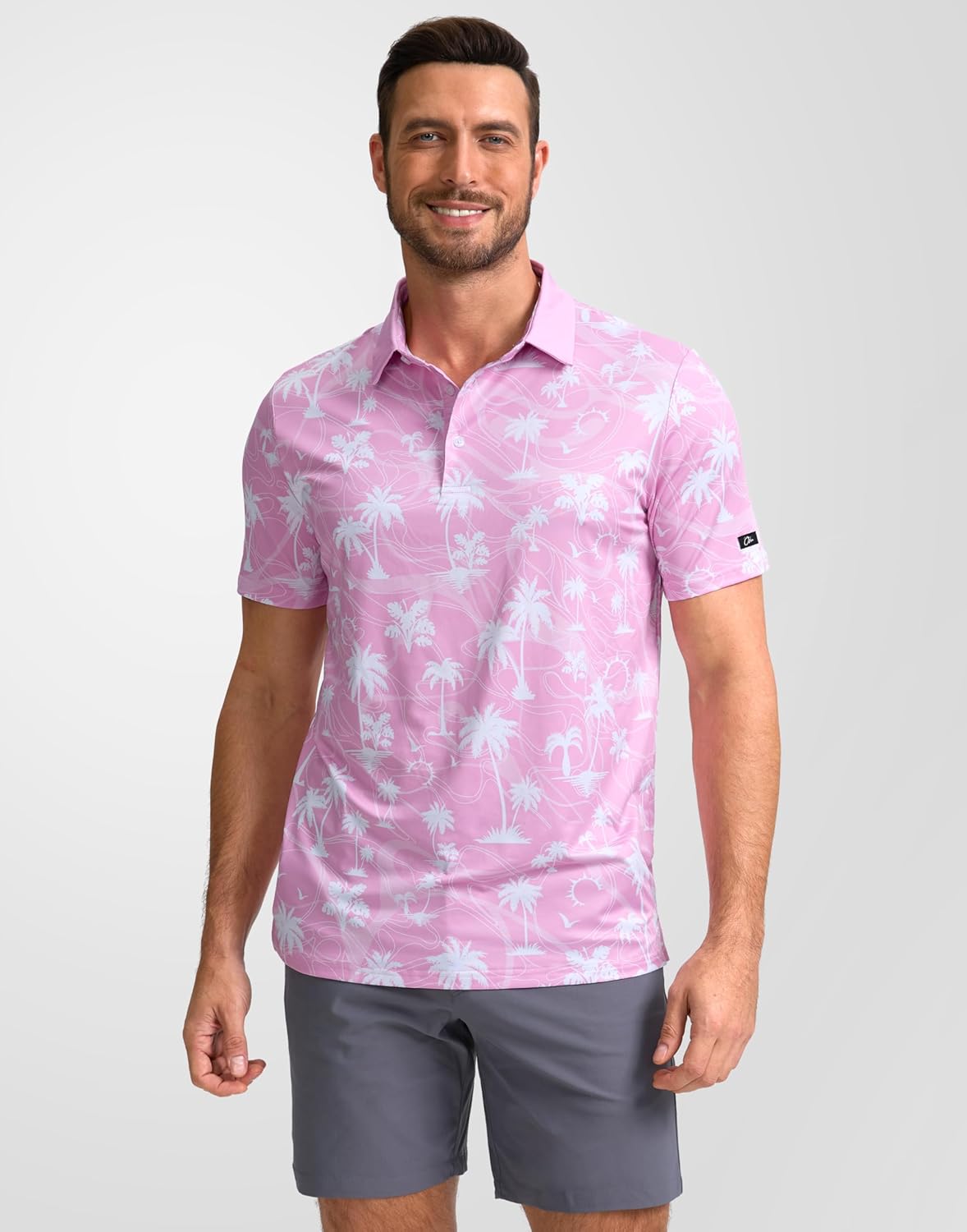 Obla Mens Golf Polo Shirts Short Sleeve Dry Fit Performance Moisture Wicking Casual Print Collared Golf Shirts for Men