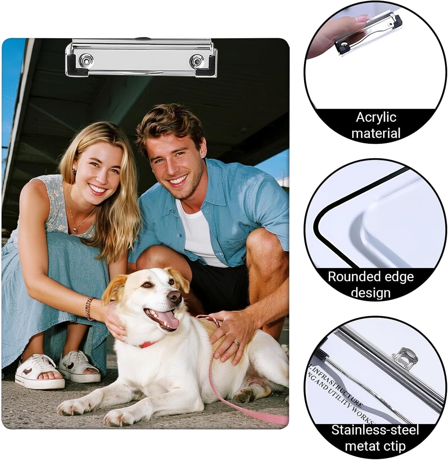 Personalized Acrylic Clipboard with Name Photo Logo Custom Clipboard for Kids Women Men Custom Back to School Teacher Nurse Gift for Teachers Nurses Classroom Office