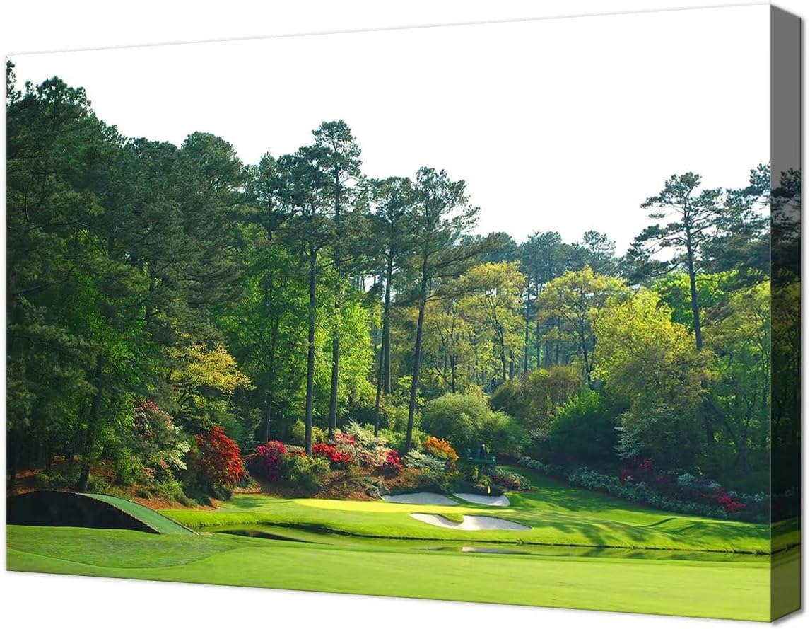 Augusta Golf Course Wall Art Golf Course Picture Poster Canvas Prints - Golf Wall Decor for Living Room Bedroom Home Decorations Framed Artwork Ready to Hang(24''H x 36''W)