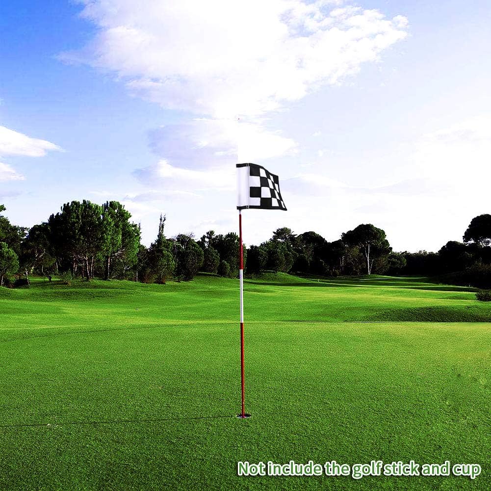 Golf Flag, Green Putting Green Flag,Solid Nylon and Checkered Training Flags for Indoor Outdoor Backyard Garden, Portable Golf Target Flags,8.7 * 6 inch (White-Black)