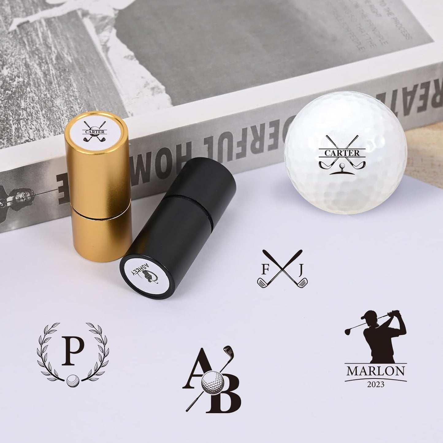 Custom Golf Ball Stamp - Personalized Golf Balls Marker Stamp with Monogram Design - Waterproof Logo Golf Ball Stamper Golf Accessories - Customized Father's Christmas Birthday Gift for Dad Son