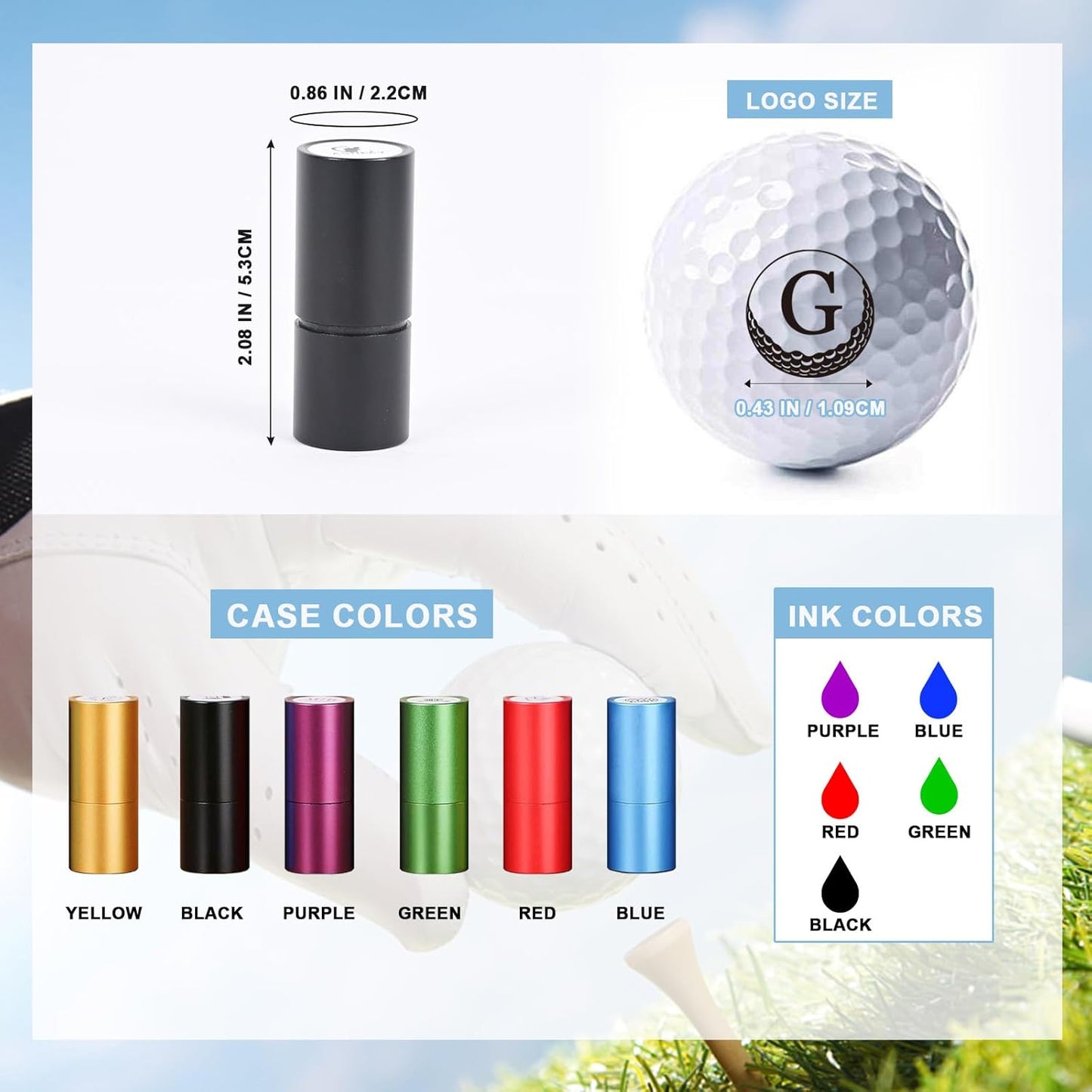 Personalized Golf Ball Stamp with Metal Case, Custom Golf Ball Stamp, Reusable Waterproof Golf Ball Marking, Gifts for Golfers, Husband, Dad, Golf Accessories Birthday