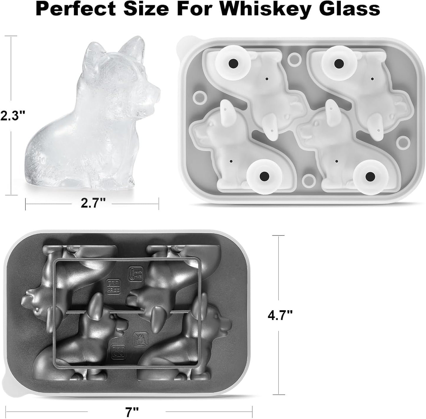 Nax Caki Corgi Dog gifts 3D Ice Cube Mold Fun Shapes, Large Craft Ice Mold, Big Dog Ice Cube Trays for Whiskey Cocktails Bourbon