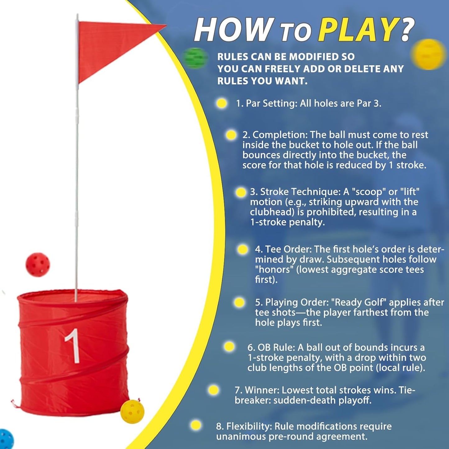 Bucket Yard Golf Game with Clubs 9 Hole Set Portable Low Tide Golf Game for Beach Backyard Lawn with 2 Golf Outdoor Indoor Golf Chipping Games for Adults Family Club Party(Red, 9 Bucket)