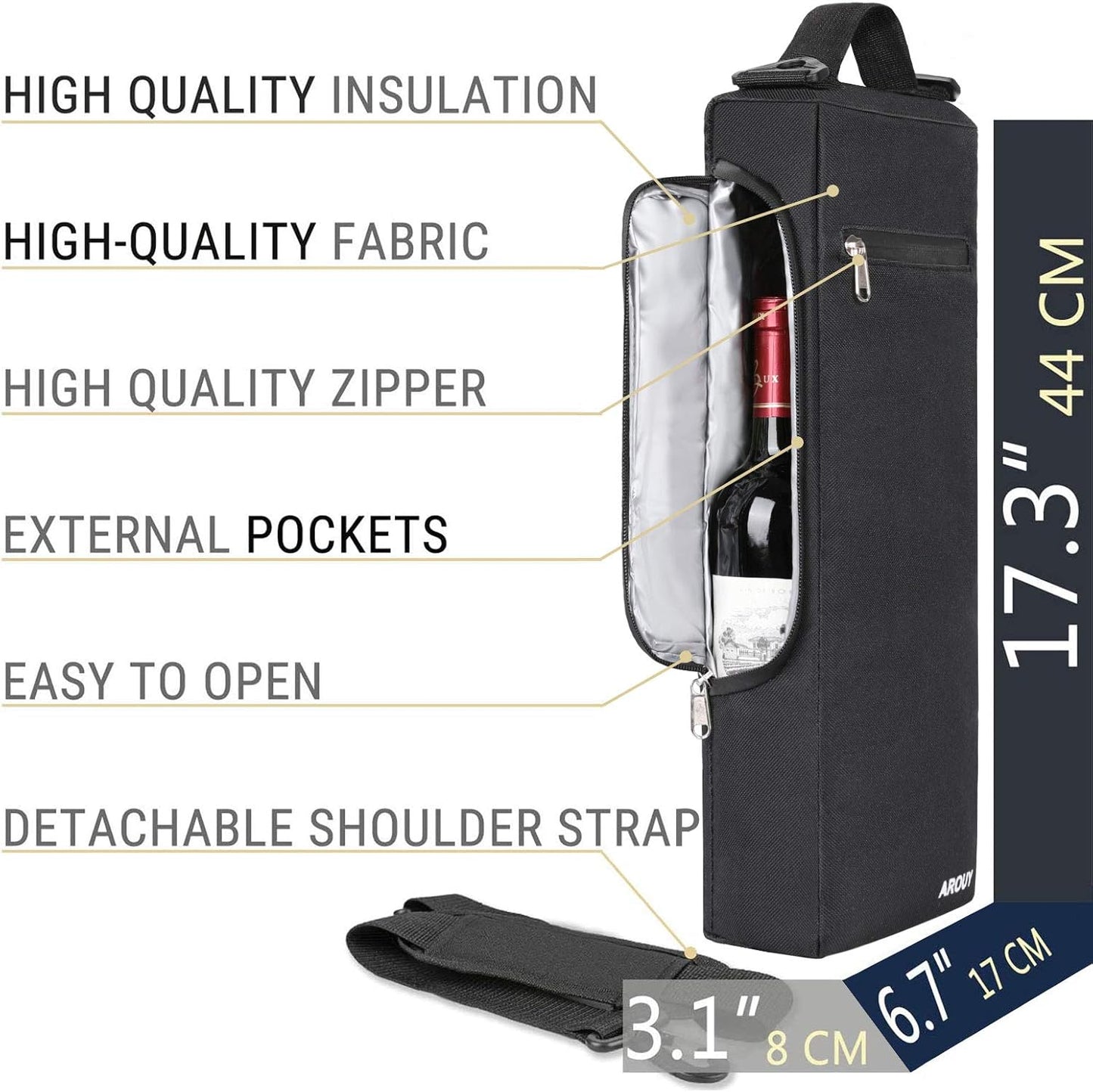 AROUY Golf Cooler Bag - Accessories for Men, Small Soft Insulated Beer Cooler Holds 6 Pack of Cans or Two Wine Bottles, Sports Bag