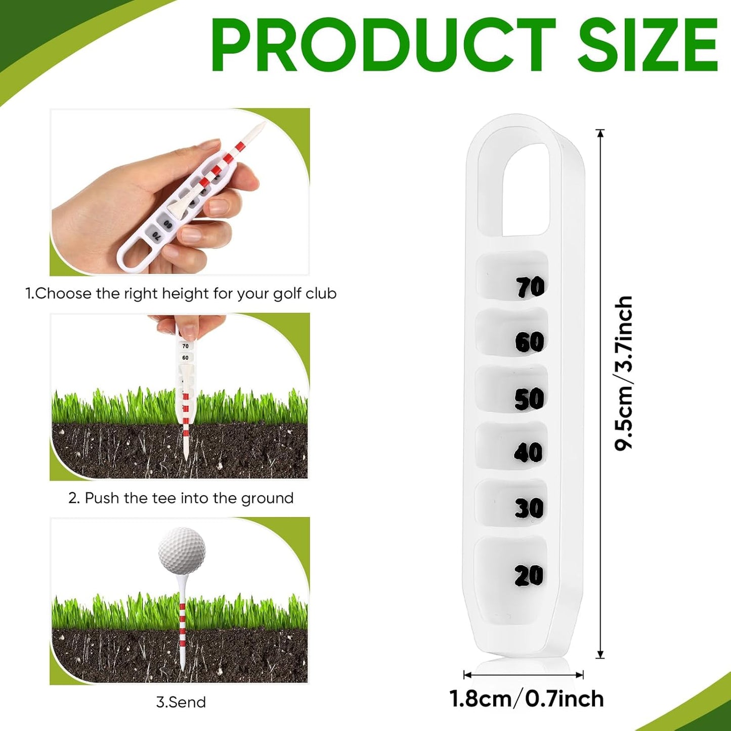 Golf Tee Height Adjuster 6 Settings 3D Printed Tee Height Setter Tool Portable Golf Training Aid Accessories for Consistent Swings Indoor Outdoors