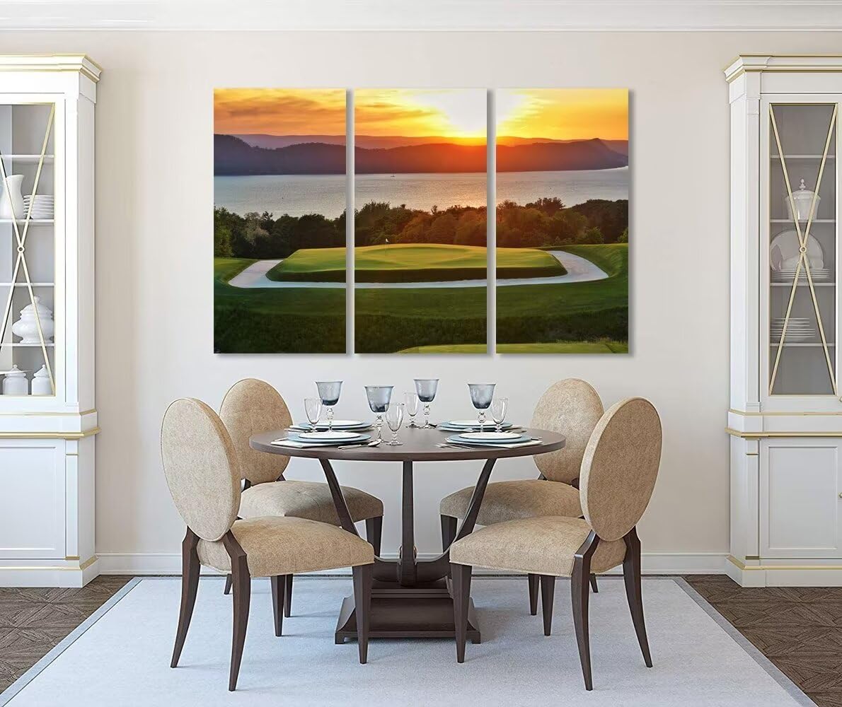 Golf Course Wall Art for Living Room Bedroom Bathroom Home Decorations Golf Course Pictures Posters Wall Decor for Office Canvas Prints Modern Artwork Framed Ready to Hang(14''W x 28''H x3)