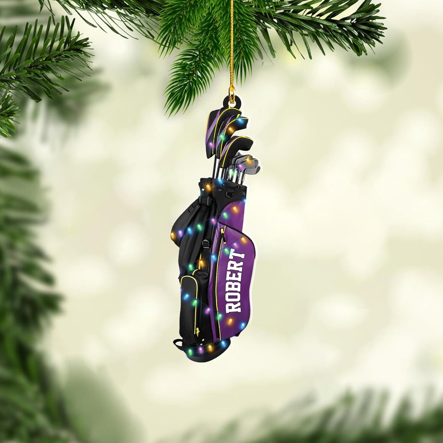 Personalized Golf Ornaments for Christmas Tree 2025 Custom Golf Christmas Ornament Golfing Bag Ornament Sports Golf Cart Ornaments Gift for Golfer Bag Golfing Lovers Hanging Decoration (G2)
