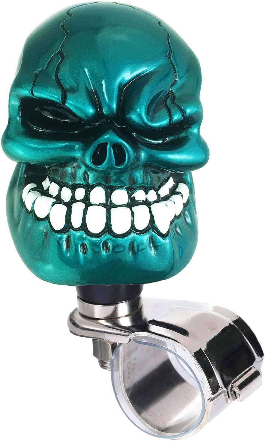 Skull Steering Wheel Spinner Knob Turning Driving Suicide Power Handle Universal Fit Most Vehicles Cars Trucks Tractors Mowers Forklifts Boat Golf Carts (Metal Blue)