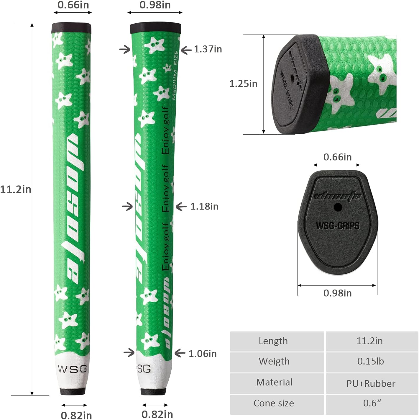 Golf Putter Grip LightWeight Non-slip Midsize 55g 3.0 Silica Gel Particle Eva Rubber Men Women Starfish Pattern Several Colors to Choose
