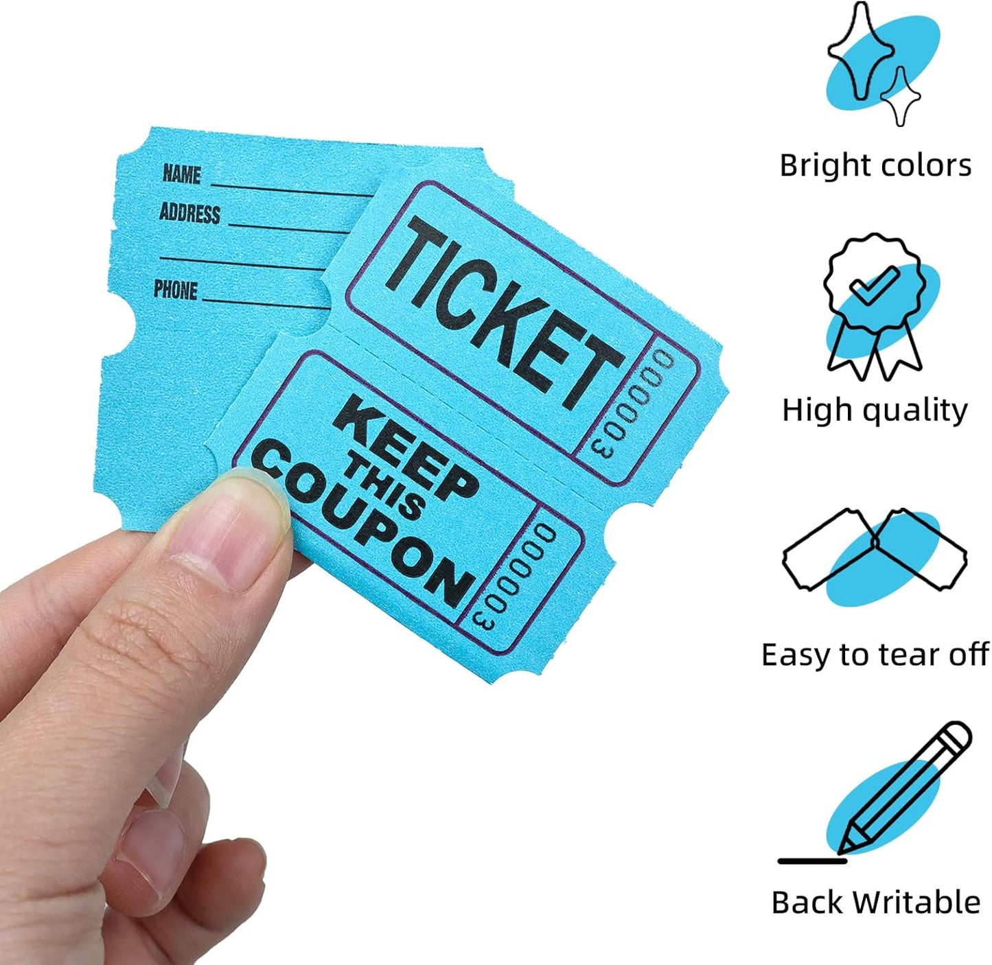 Raffle Tickets Roll - 2000 Tickets Double Roll for Fundraisers, Carnivals, Events - Durable Stub Design, Easy Tear & Organize(Pink)