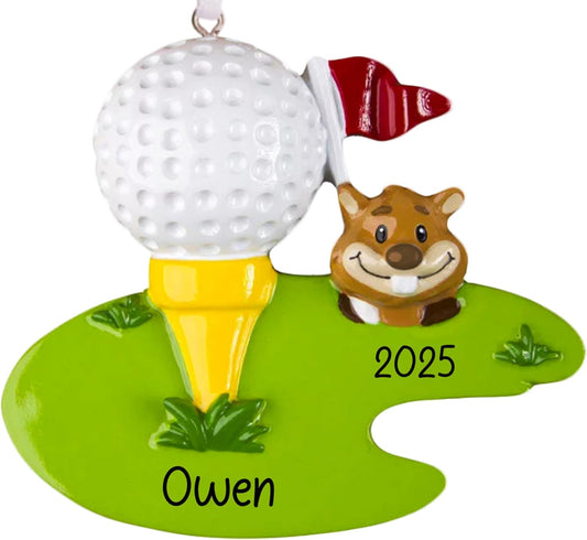 Personalized Golf Christmas Ornament 2025 - Free Customization | Golf Ball Squirrel and Flag Decoration for Xmas Tree | Golfing Keepsake Gift for Golfer & Golf Player - Custom Name & Year