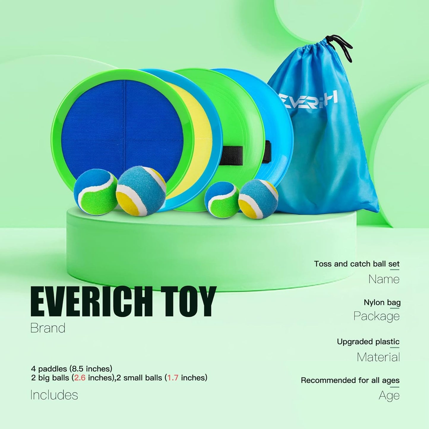 EVERICH Upgraded Toss and Catch Ball Game Set, Outdoor Games for Kids Toys, Stocking Stuffers for Family Games, Beach Pool Yard Outside Toys for Boys Girls 3 4 5 6 7 8-12 Years Old