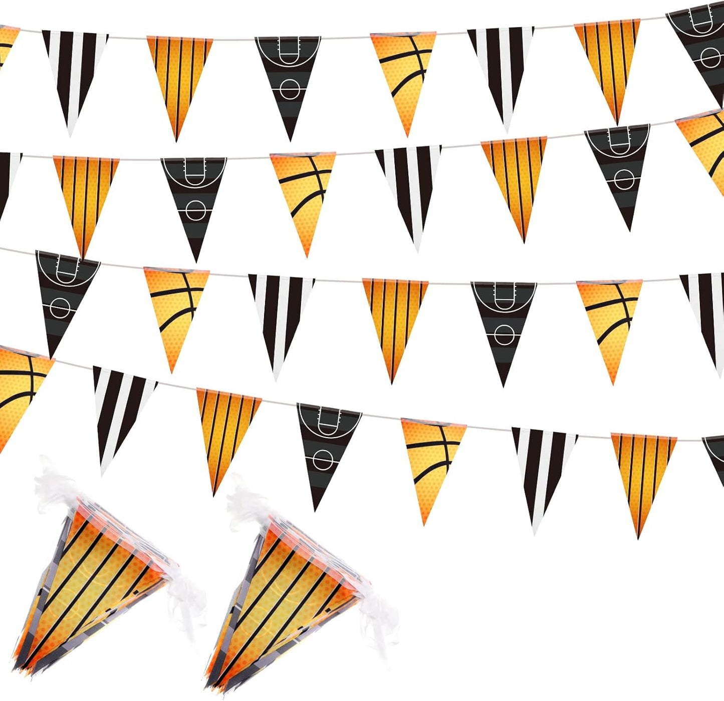 VitalCozy 4 Pcs 131 ft Basketball Pennant Banners Party Decorations American Basketball Theme Triangle Flags Garland Bunting for Birthday Camp BBQ Party Supplies Home Outdoor Hanging Decor