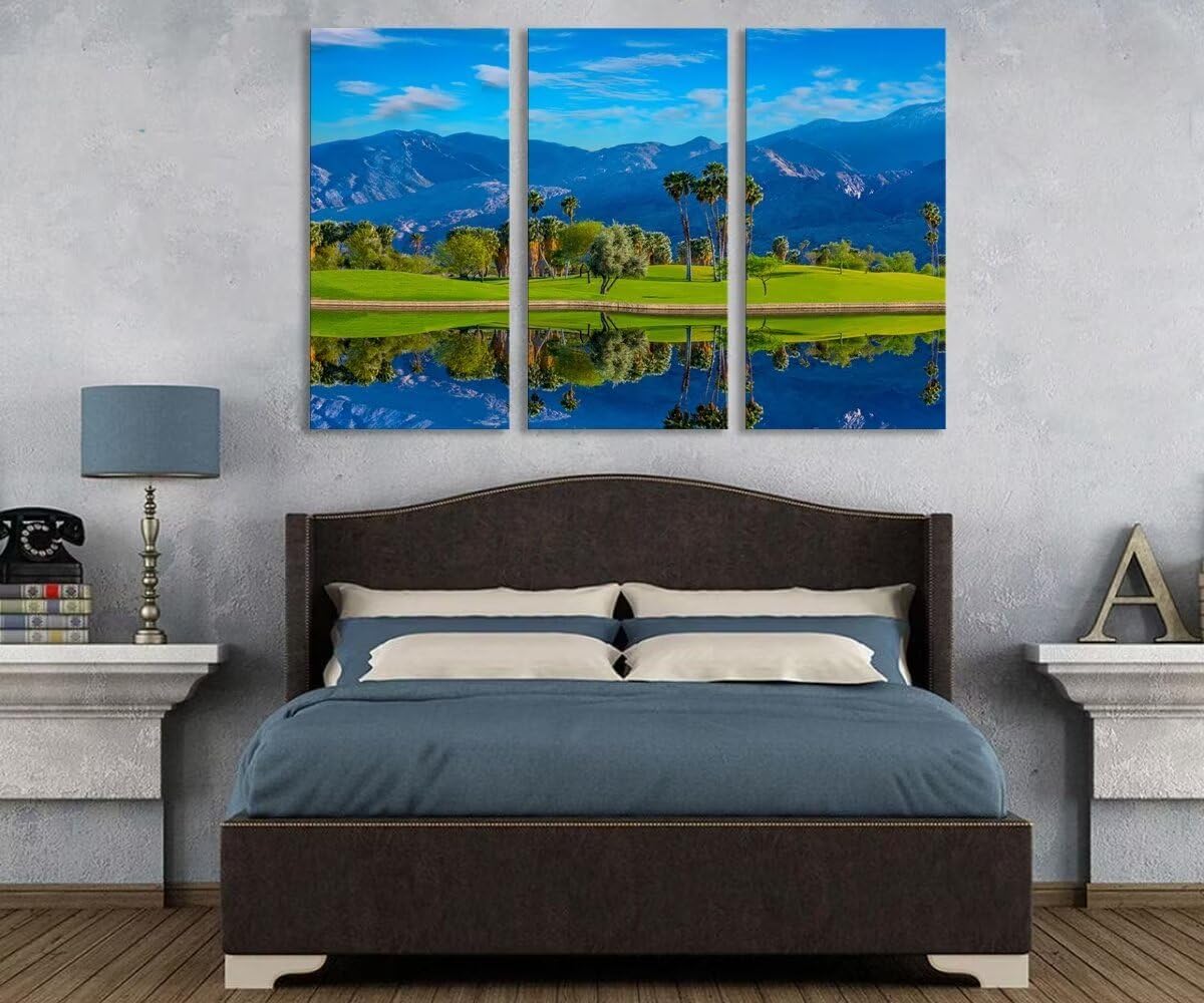 chenchenArt USA California Golf Course Wall Art for Living Room Bedroom Bathroom Home Decorations Golf Course Pictures Posters Canvas Prints Modern Artwork Framed Ready to Hang(20''W x 40''H x3)