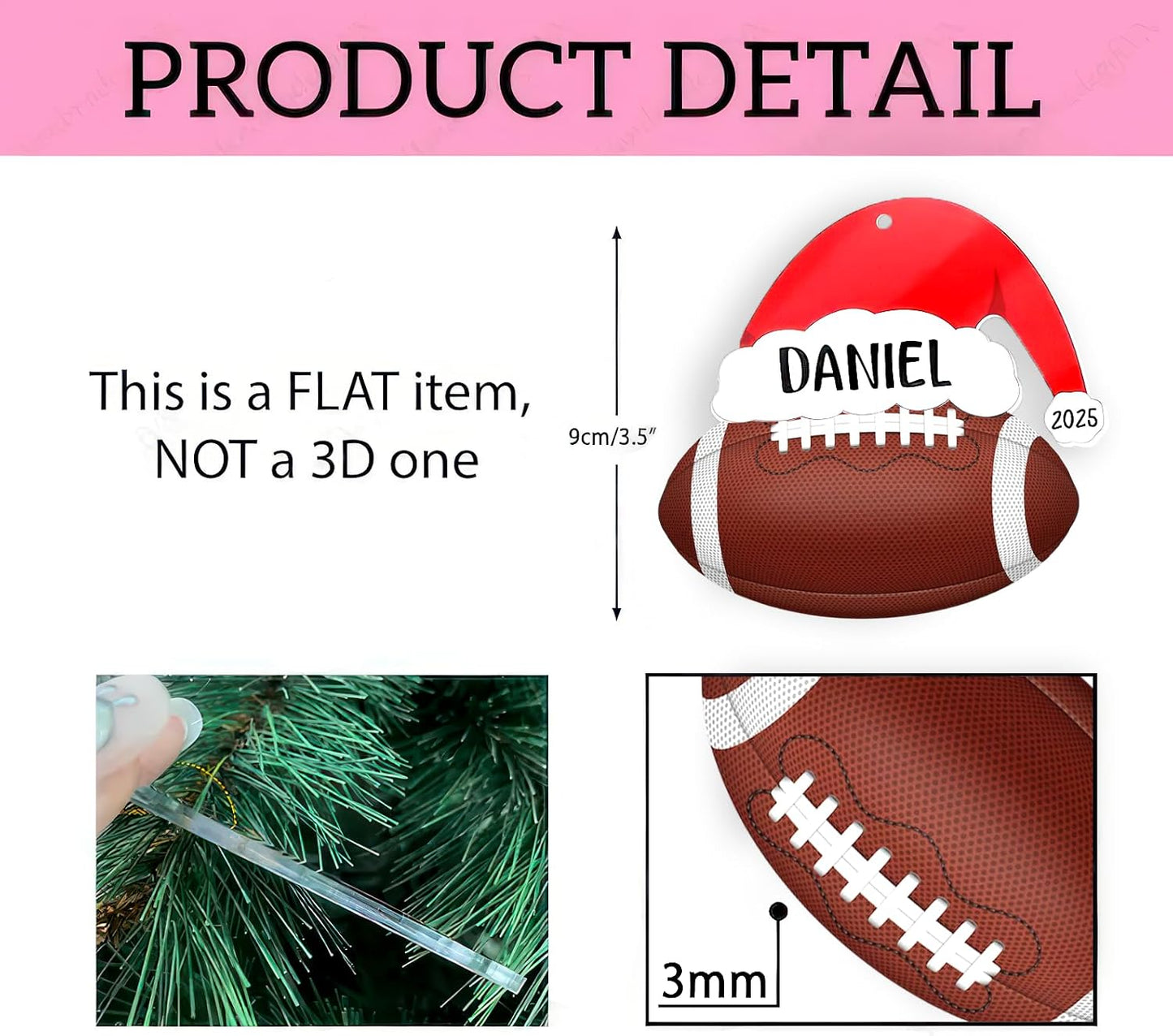 Personalized Football Christmas Ornament 2025, Football Ornaments for Christmas Tree, Team Ornament, Custom Coach Gifts, Hanging Decor, Gifts for Sports Lovers Boys, Xmas Gift 2025