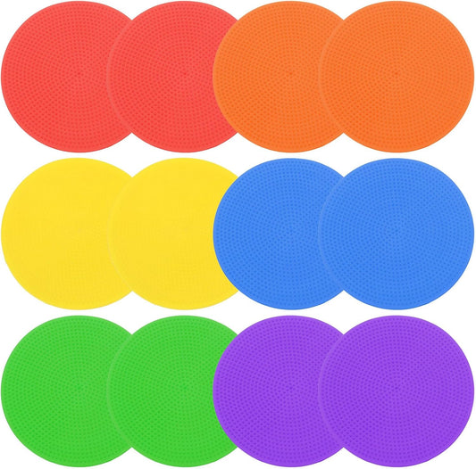 PATIKIL 9 Inch Poly Spot Markers, 12Pcs Non Slip Rubber Floor Dots with Storage Bag Flat Agility Cones for Sports Training Basketball Football