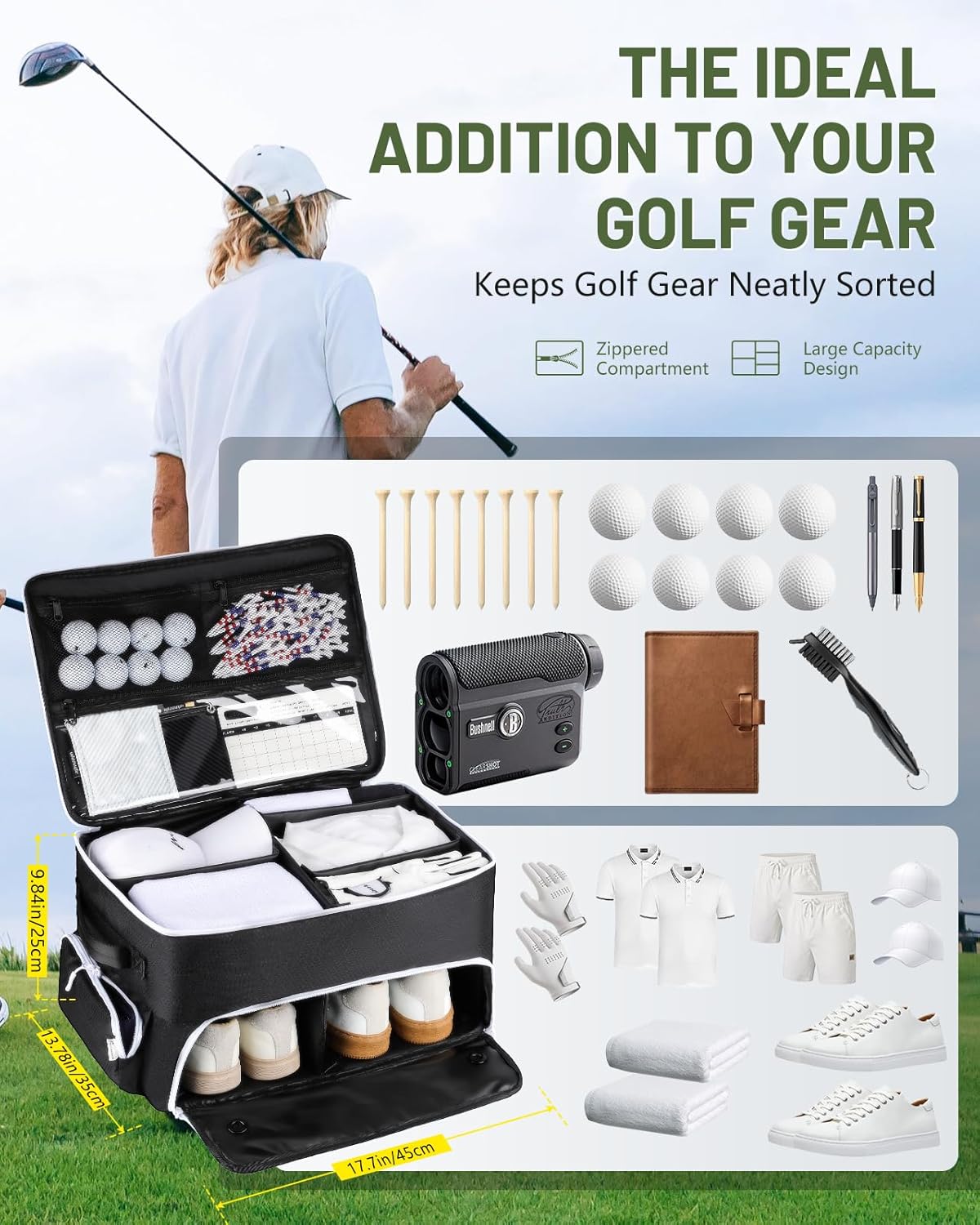 Golf Trunk Organizer, Golf Accessories for Men/Women to Storage Stuff and Gear, Cool Gifts for Golfers, Dad, Him/Her, Birthday or Father’s Day