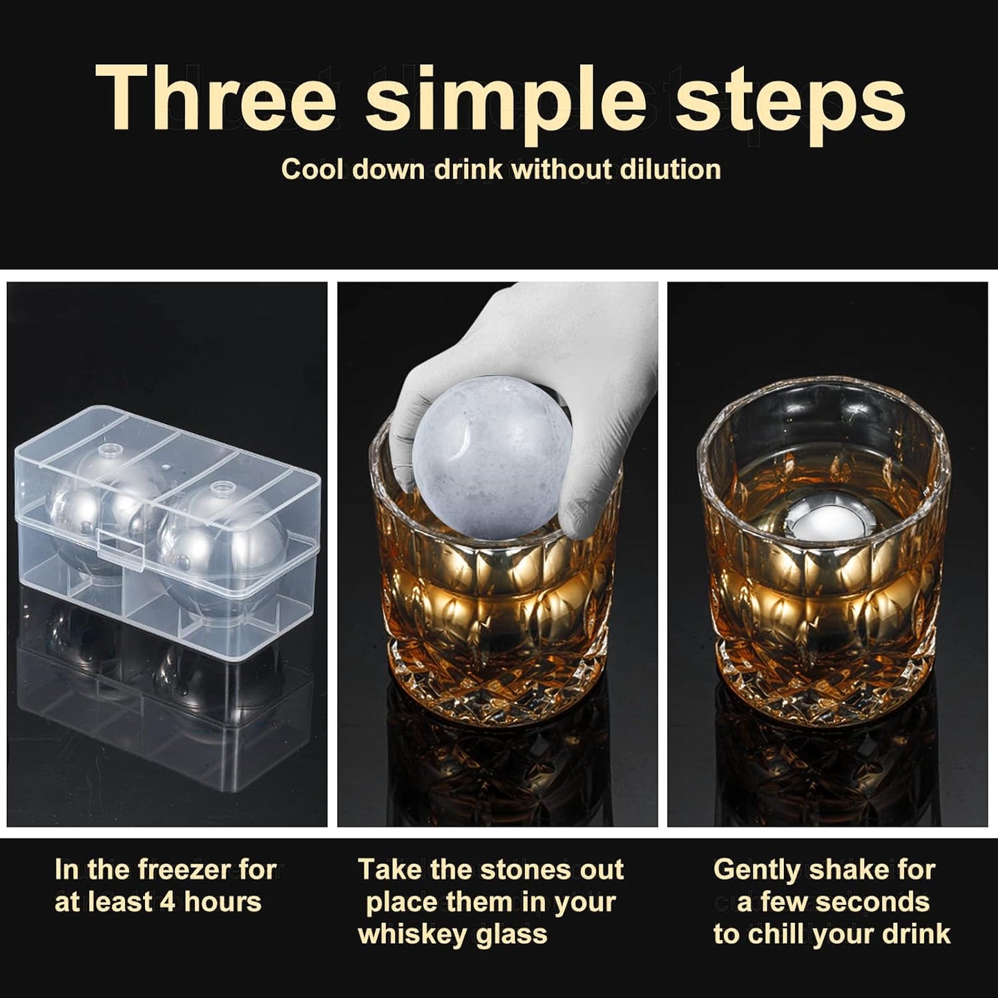 Whiskey Balls Whiskey Stones Stainless Steel Metal Ice Cube Golf Ball 2.2" Wine Ice Balls Gifts Set of 2 for Men Dad Christmas, Anniversary Birthday Gifts