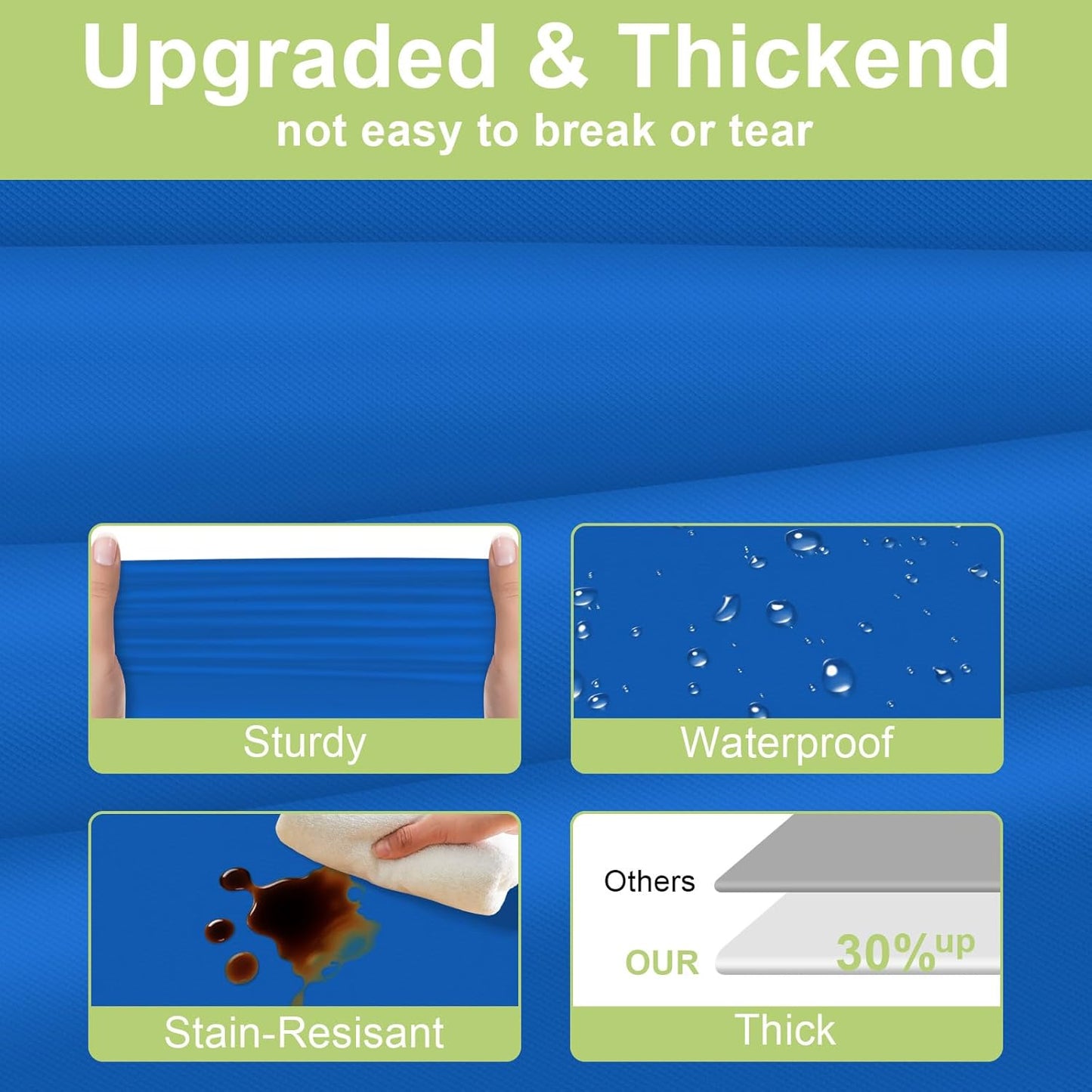 QIKSION Plastic Table Cloth Disposable 6 Pack, 54 x 108 Inch Tablecloths for Rectangle Tables, Blue Plastic Table Cover