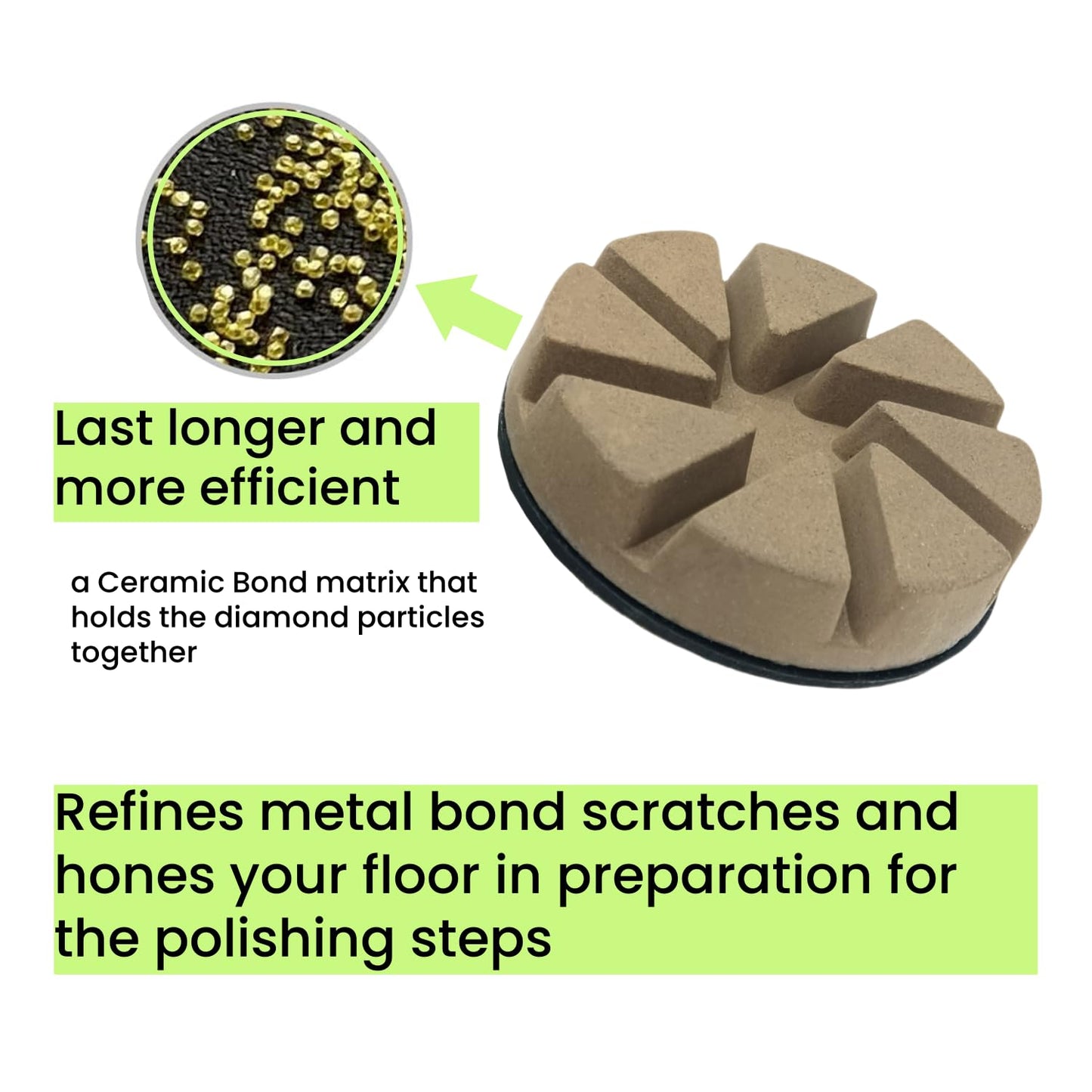 Hybrid Diamond Ceramic Polishing Pucks, Aggressive Concrete Terrazzo Floor Hook n Loop Grinding Pads, 3 Inch Long Using Life Transitional Discs,30# 3 PCS