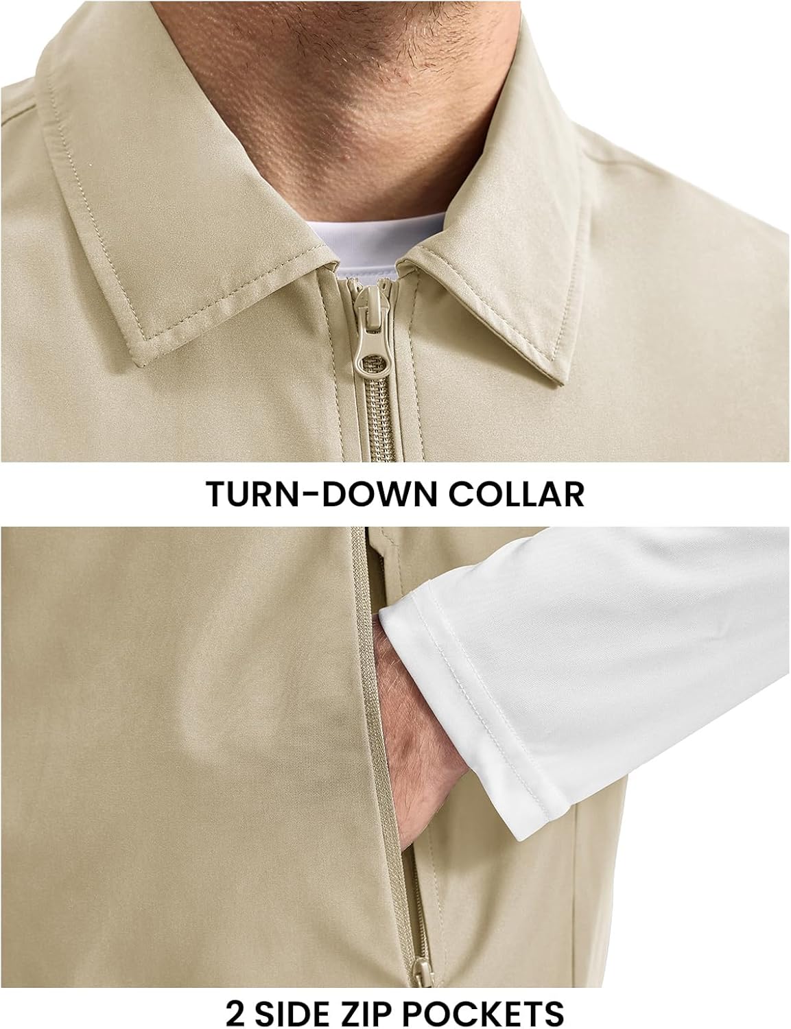 Rdruko Men's Golf Vest Lightweight Outerwear Windproof Water Resistant Grid Lining Vest with Zipper Pockets for Casual