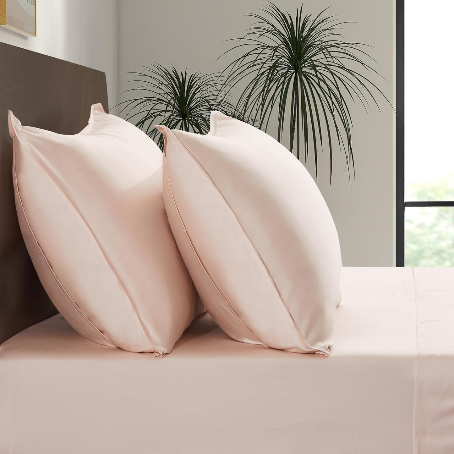 Luxury Bamboo Market | Queen Envelope Pillowcase Set | 100% Viscose Made from Bamboo | Organically Grown | Ultra Soft | Cooling | 2pcs [Vintage Pink]