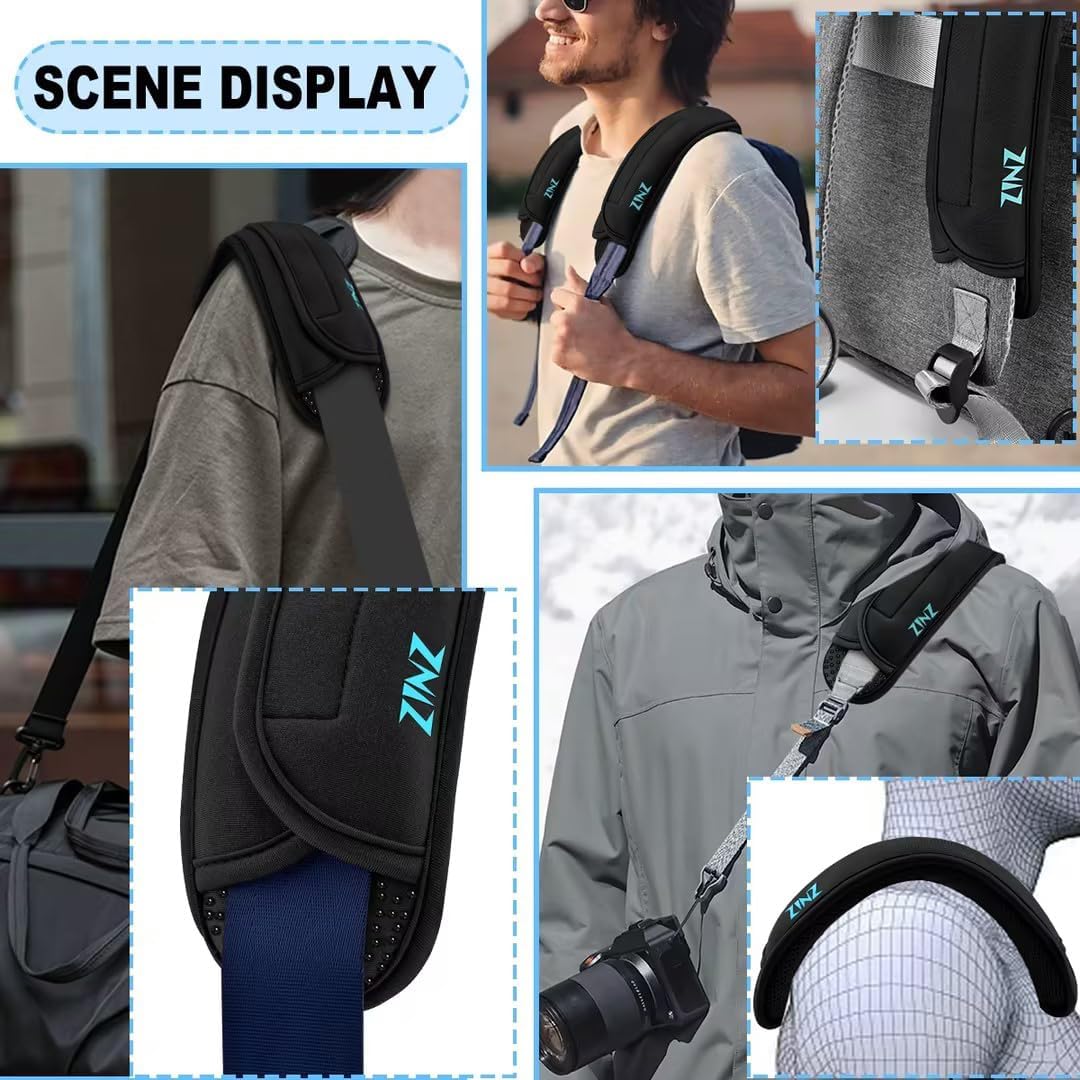 ZINZ 2-Pack Universal Shoulder Pad with Ultra Thick Cushion for Bag Luggage Bag Crossbody, Plus Long & Anti-Slip & Breathable,Black