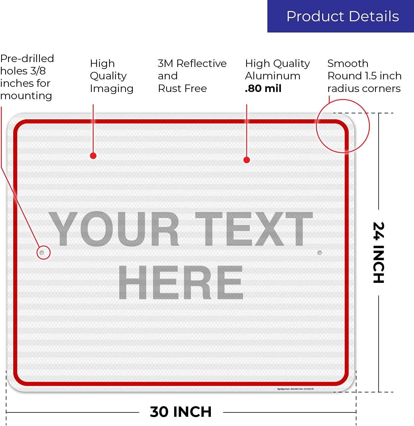 Custom Sign, Personalized Metal Signs, Customize for Business, Workplace, Home, Airbnb, Delivery Red Signs, 24x30 Inches, 3M EGP Reflective .080 Aluminum, Fade Resistant, Made in USA by Sigo Signs