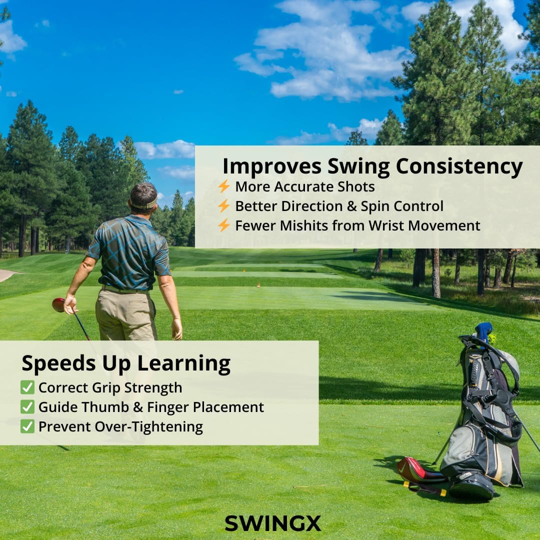 Golf Grip Trainer, Golf Training Aid, Grip Trainer To Help Train Correct Hand Position, Attachment for Improved Hand Positioning on Clubs, Enhance Grip Strength, Precision, and Swing Technique