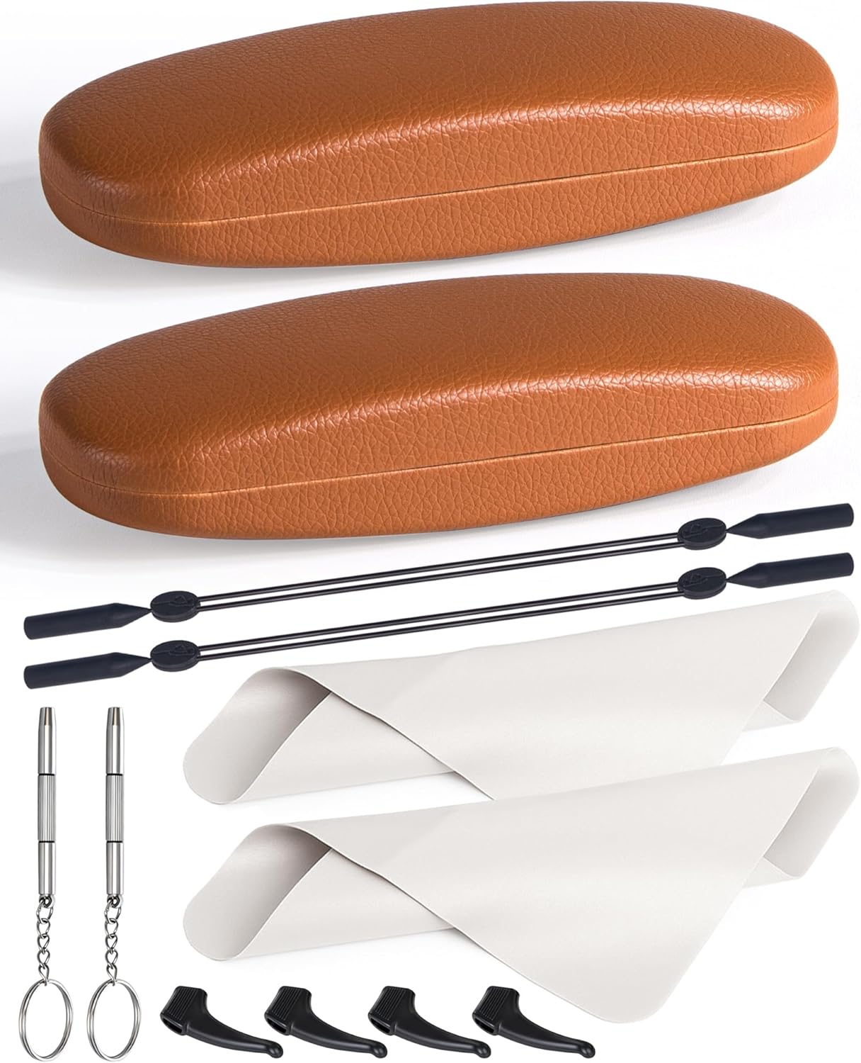 RayLove Glasses Case, Unisex Hard Shell Eyeglass Case, PU Leather Protective Hard Eye Glasses Cases with Eyewear Accessories