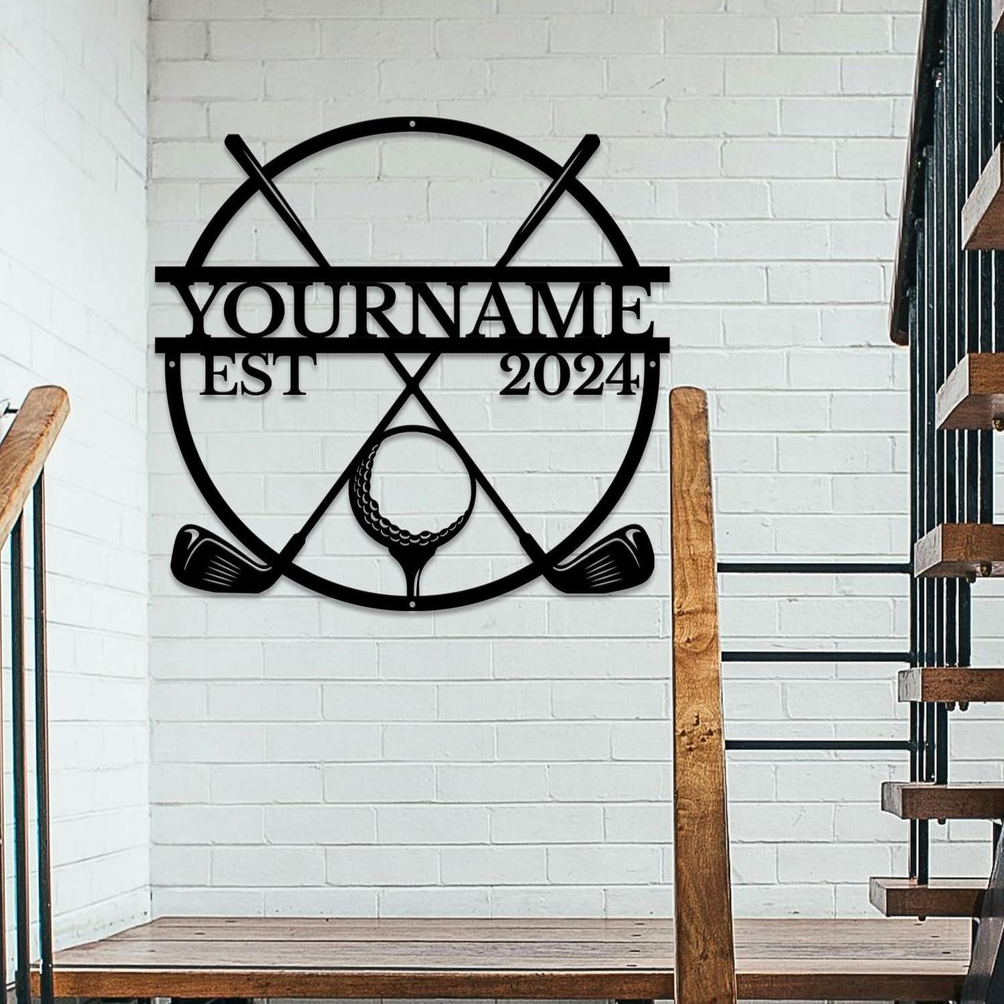 Golf Art Metal Signs,Custom Golf Metal Name Signs,Personalized Golf Signs,Black Golf Metal Wall Art Signs,Golfball Home Outdoor Metal Signs (Style G)