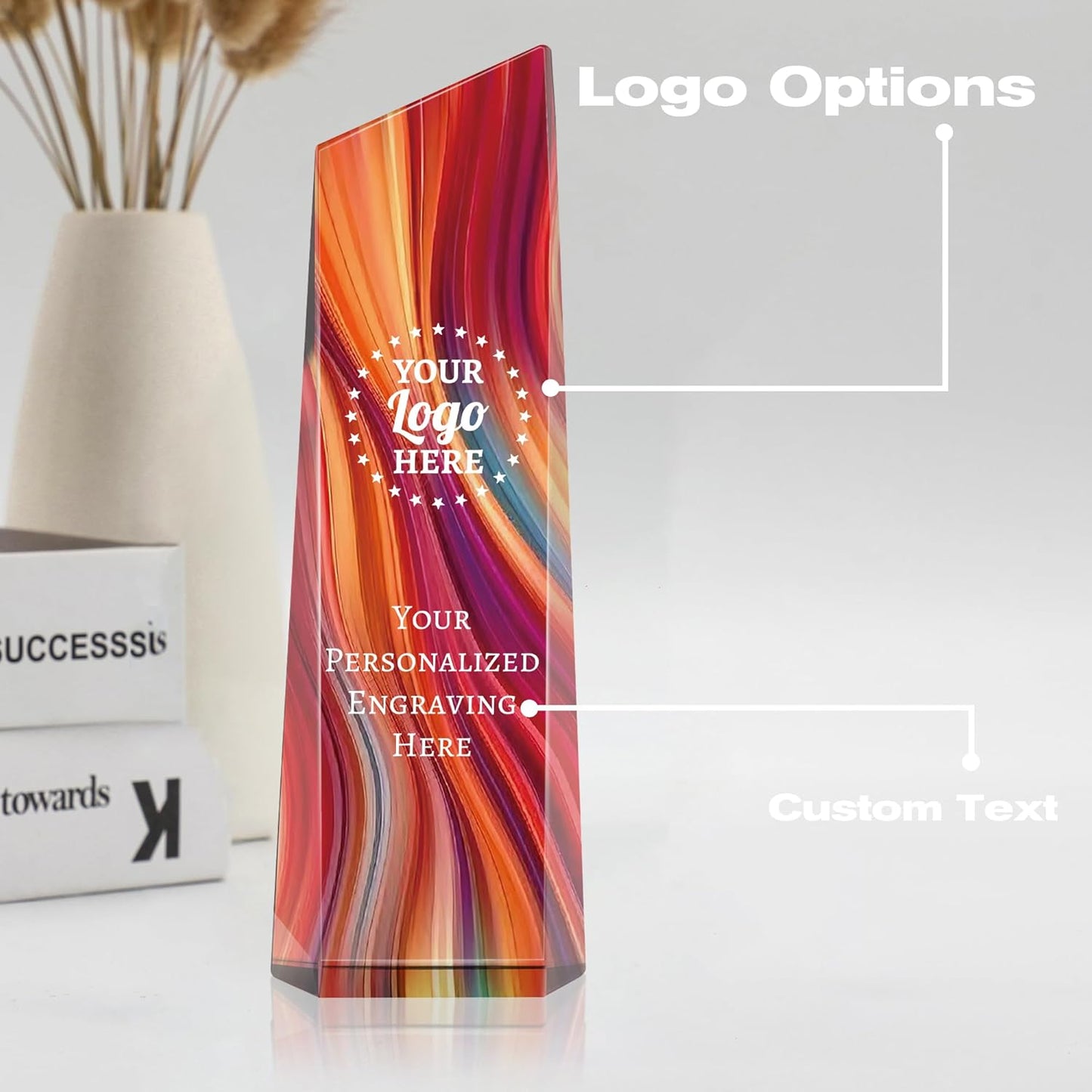 Personalized Crystal Trophy Award - Award for Employees- Plaques Custom Engraved- Coworker Gift,Employee Appreciation Gift,Ideal for Business Events and Occasions (Custom Logo/Engraved)