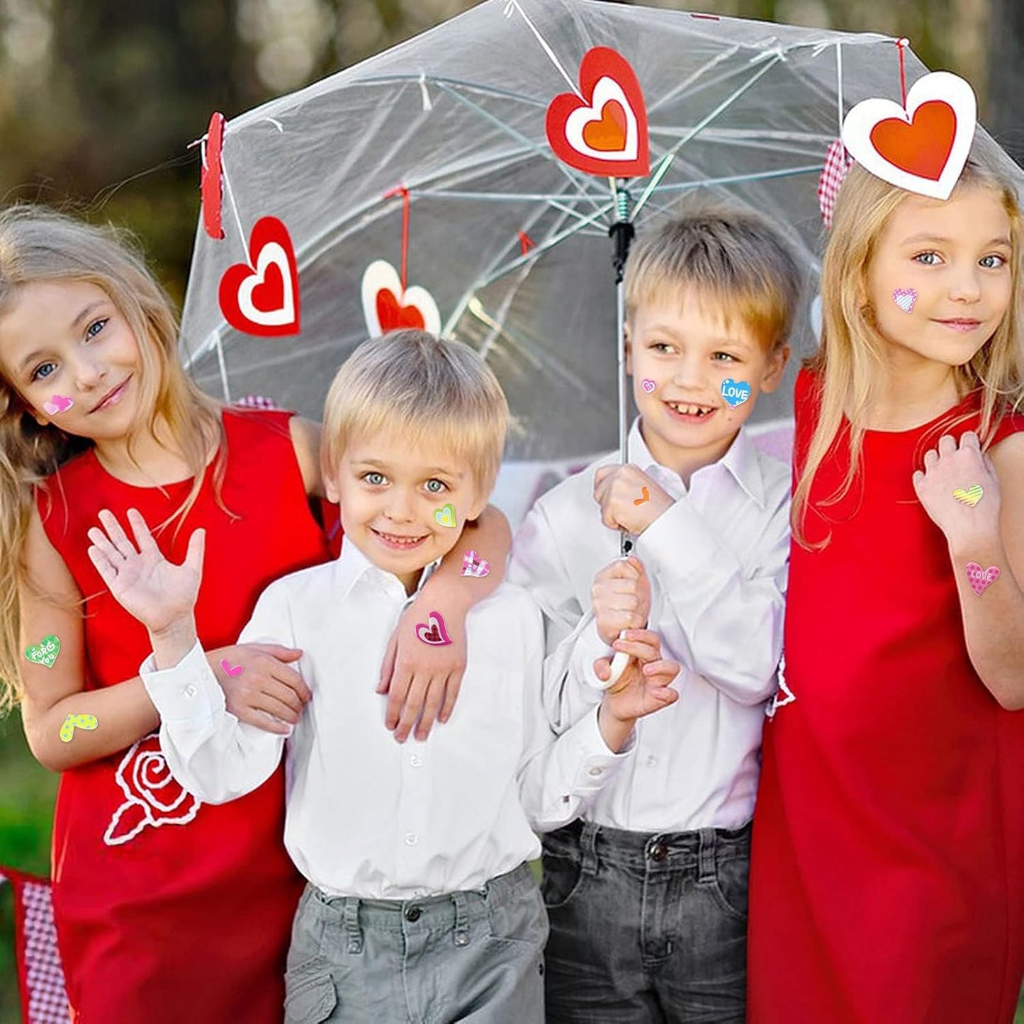 UPINS Valentine Stickers, 14 Sheets Over 500pcs Heart Stickers for Kids, Cute Puffy Colorful 3D Valentine's Day Crafts, Party Games