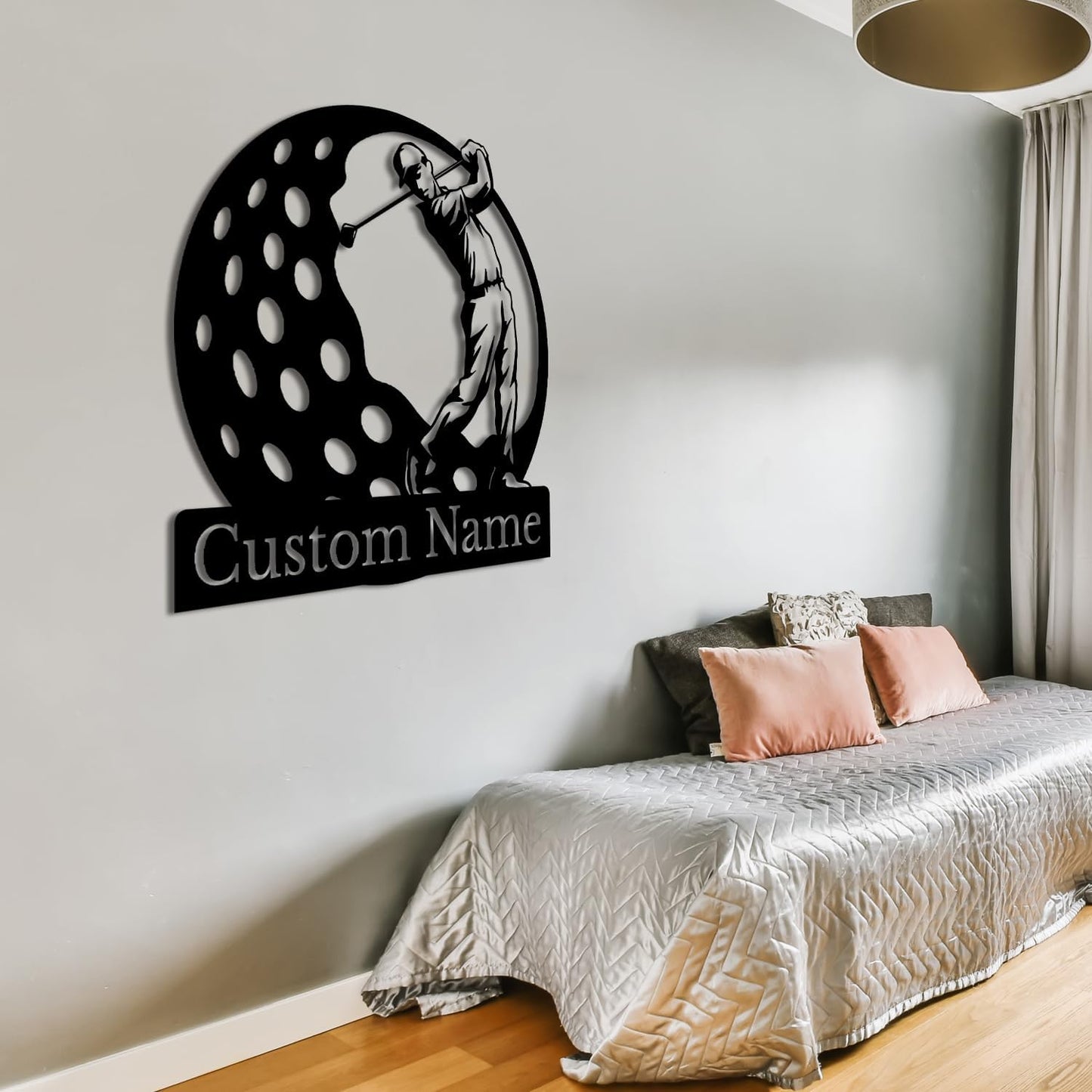 Personalized Custom Crossed Golf Metal Wall Art,Personalized Golfer Name Sign Decoration For Room,Hole Golf Club Decoration(Style-3)