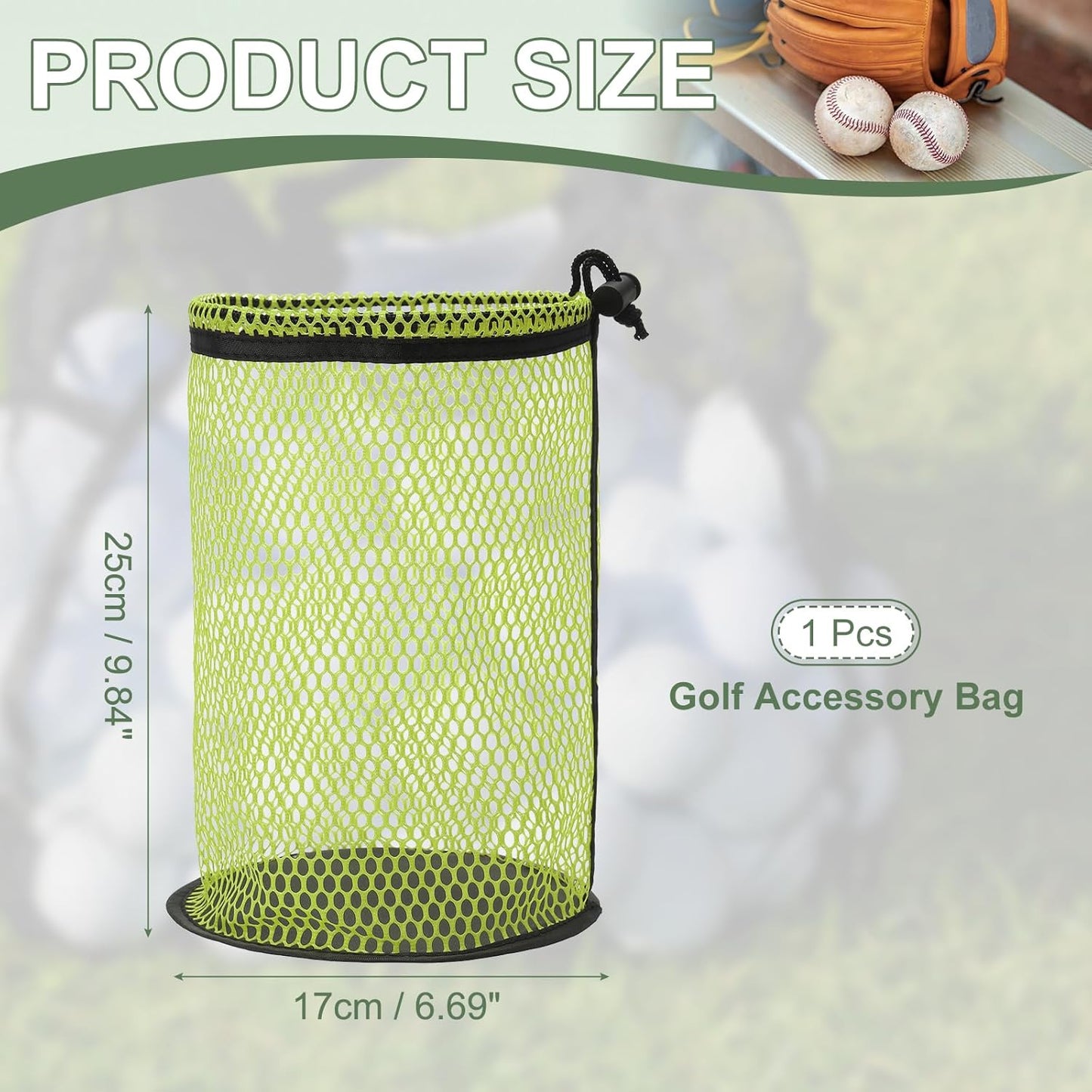 Golf Ball Storage Bag Nylon Mesh Golf Pouch with Adjustable Drawstring Closure for Outdoor Sports Supplies