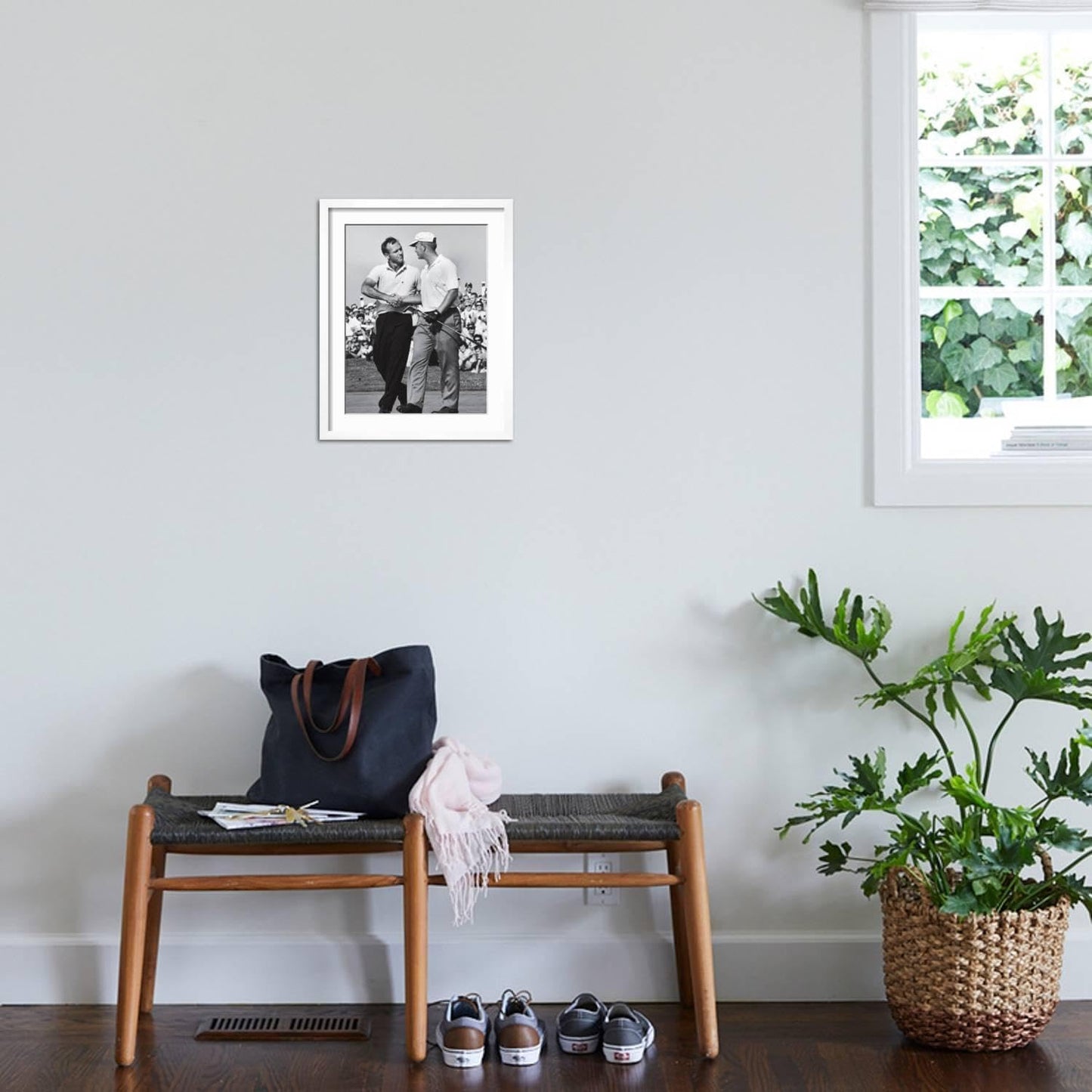 ART.COM Wall Premium Photographic Print Golfer Jack Nicklaus and Arnold Palmer During National Open Tournament on White Frame by John Dominis, 17" x 21"