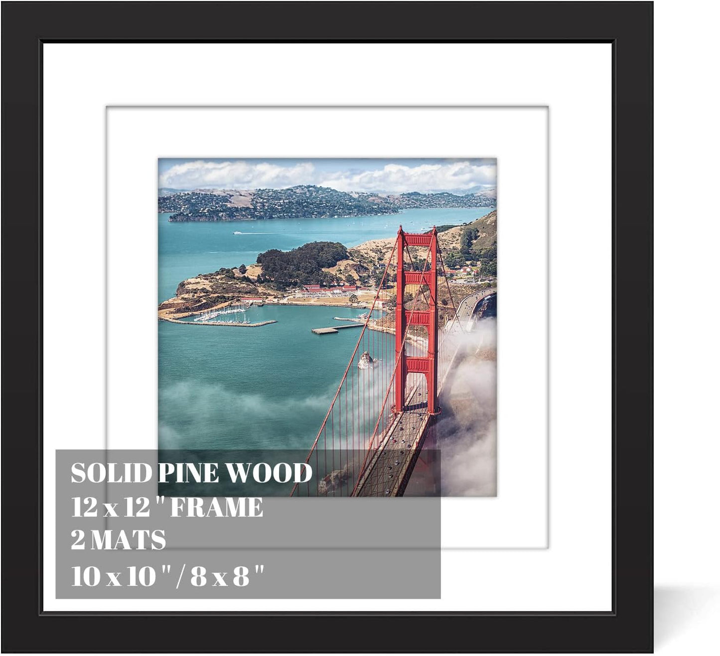 12x12 Wood Picture Frames for Wall Hanging or Tabletop,Diamond Painting Frame Baby Scan Picture Frames with 2 Mats Display 8x8 or 10x10 for Family Walls Decoration,Anniversary,Wedding,Christmas(Black)