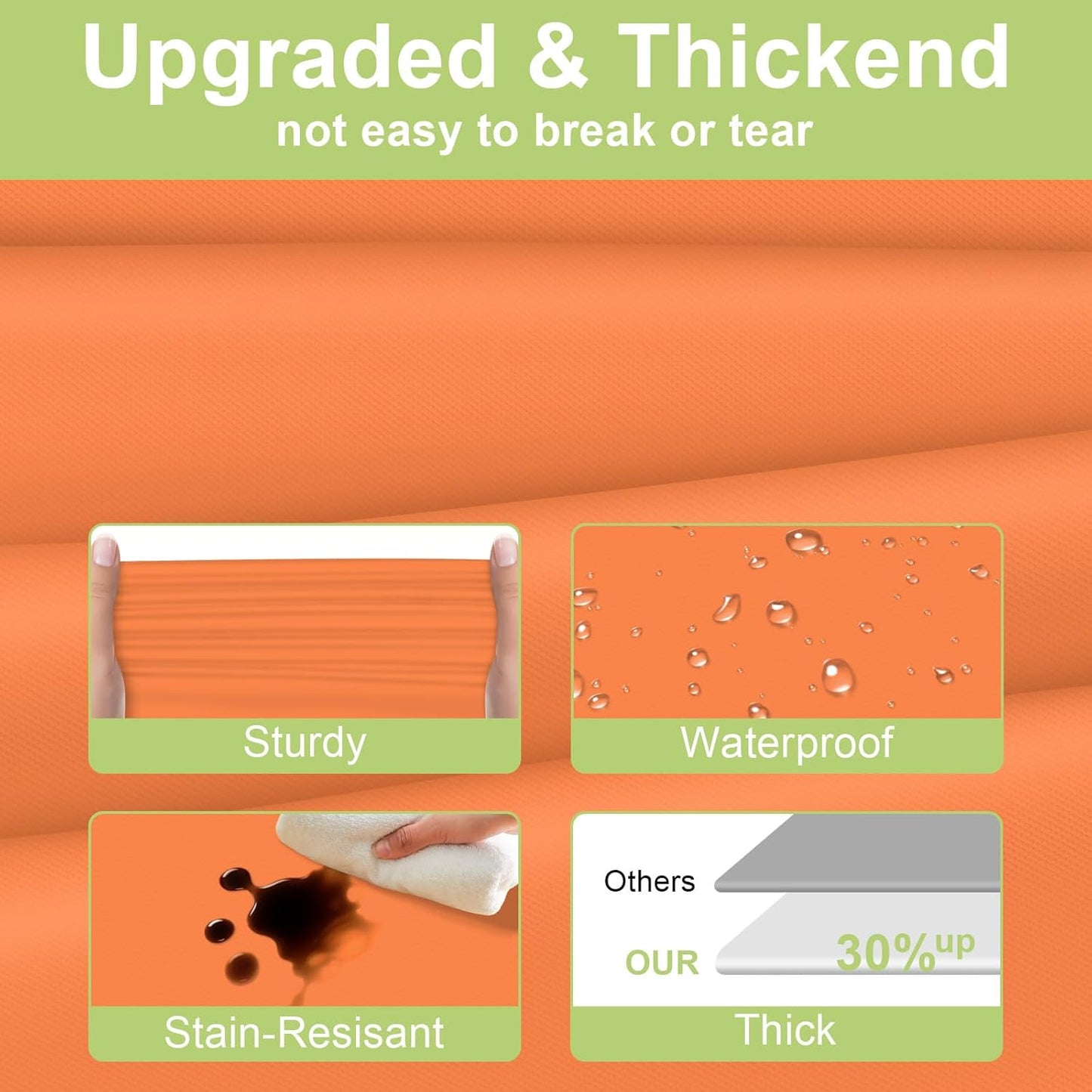 QIKSION Plastic Table Cloth Disposable 3 Pack, 54 x 108 Inch Tablecloths for Rectangle Tables, Orange Plastic Table Cover