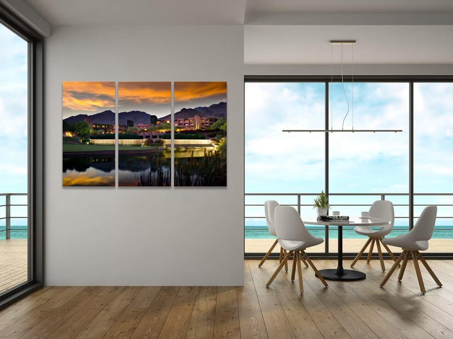 Foothill Mountains Golf Course Wall Art for Living Room Bedroom Home Decorations Golf Course Pictures Posters Wall Decor for Office Canvas Prints Modern Artwork Framed Ready to Hang(28''W x 44''H x3)