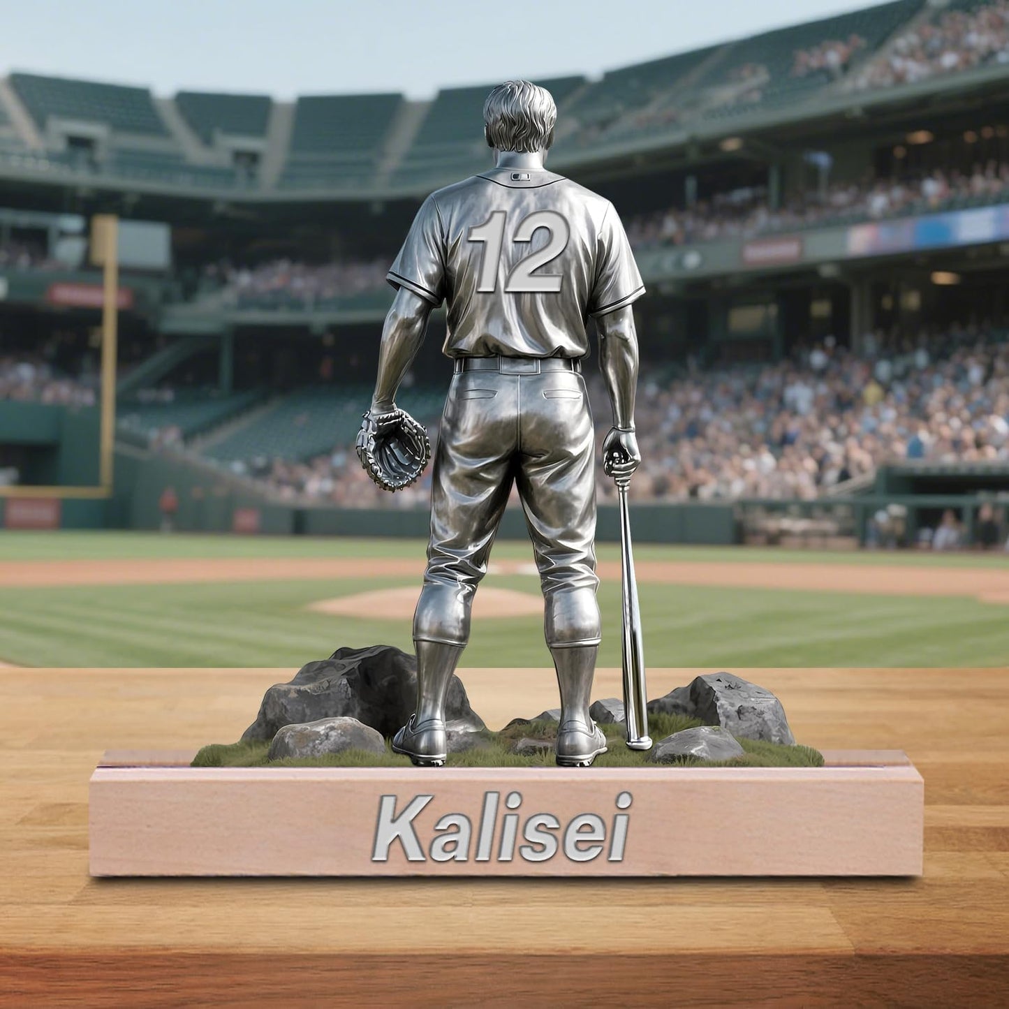 Personalized Golfer Desktop Ornament for Bedroom Office Sport Golf Desk Name Plate Custom Name Athletes Figurine Sign Sport Lovers Acrylic Plaque Gift for Men Women Ice Golf Lover