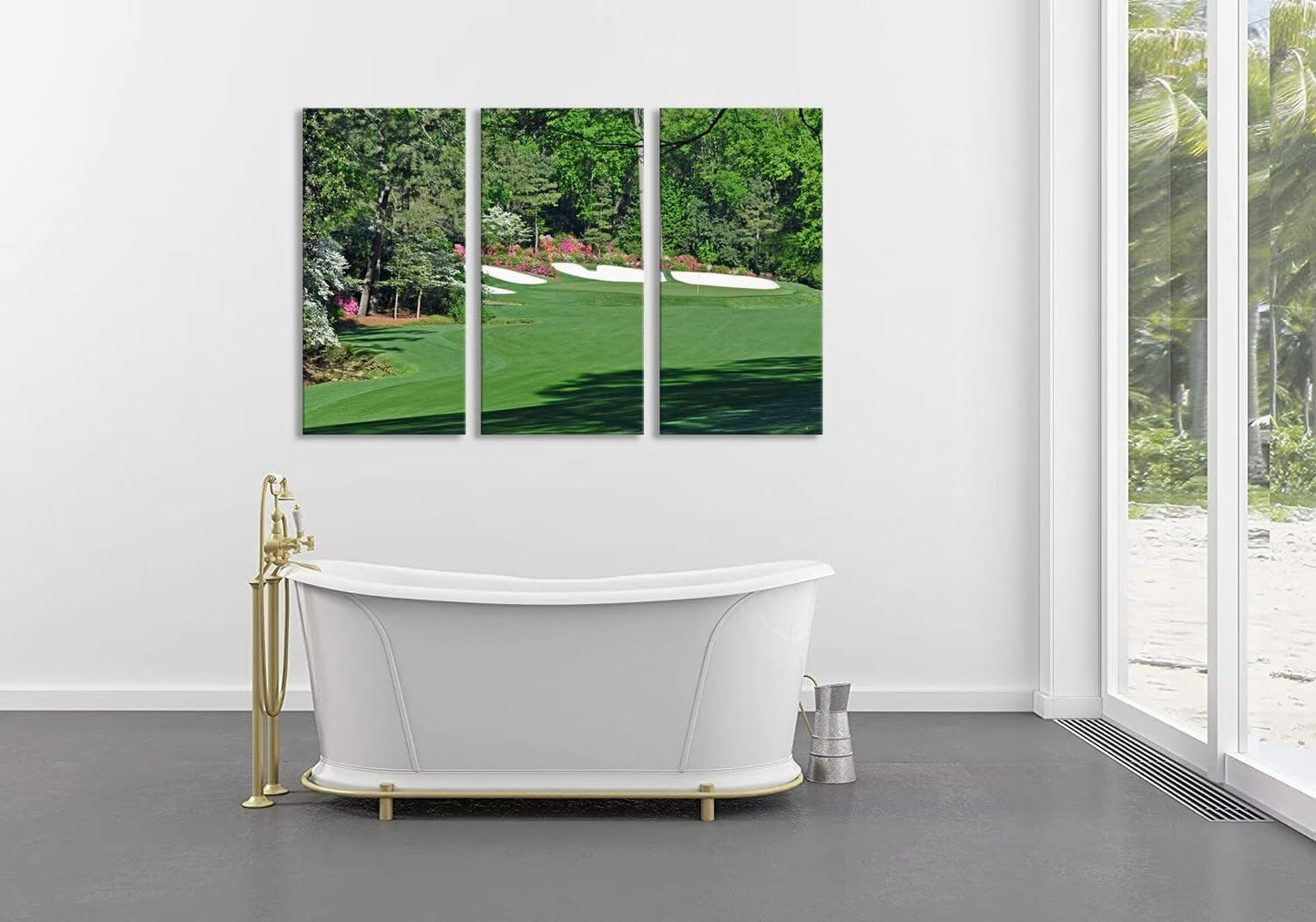 Augusta National Golf Course Wall Art Pictures - Augusta Golf Course Wall Decor for Living Room Bedroom Bathroom Home Decorations Golf Posters Canvas Prints Framed Ready to Hang(20''W x 40''H x3)