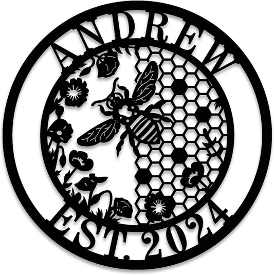 Personalized Honey Bee Metal Wall Art Custom Outdoor Garden Sign Name Bee Farm Decor Gift for Gardener or Bee Keeper Custom Honey Farm Sign