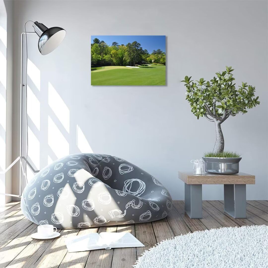Augusta National Golf Club 11th Hole Wall Art - Augusta Golf Course Wall Art for Living Room Bedroom Bathroom - Augusta Golf Course Picture Poster Canvas Prints Framed Ready to Hang(24''H x 36''W)