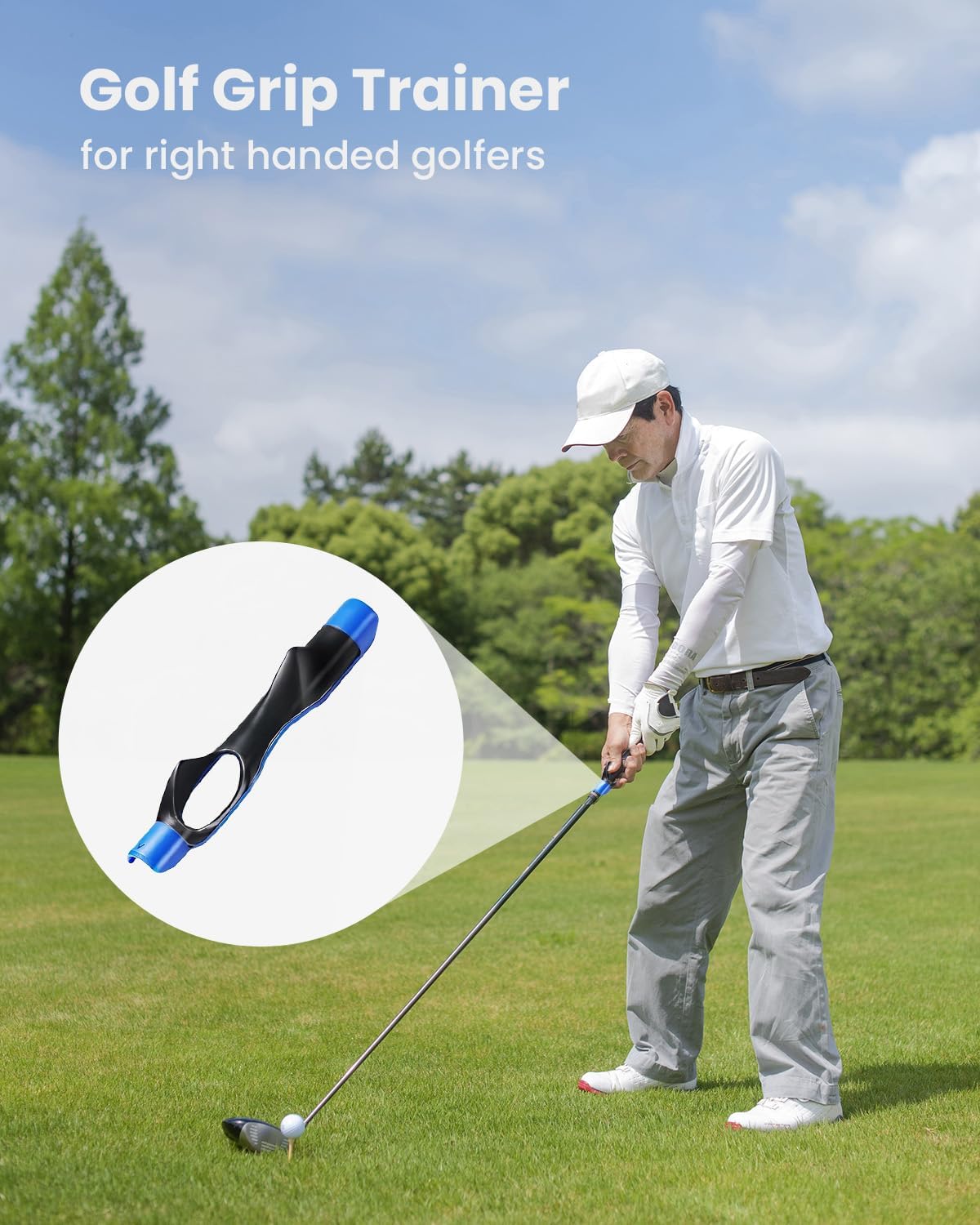 Golf Grip Trainer & Swing Correcting Arm Band, Golf Training Aid Combo- Enhance Grip Strength, Swing Technique and Correct Hand Position