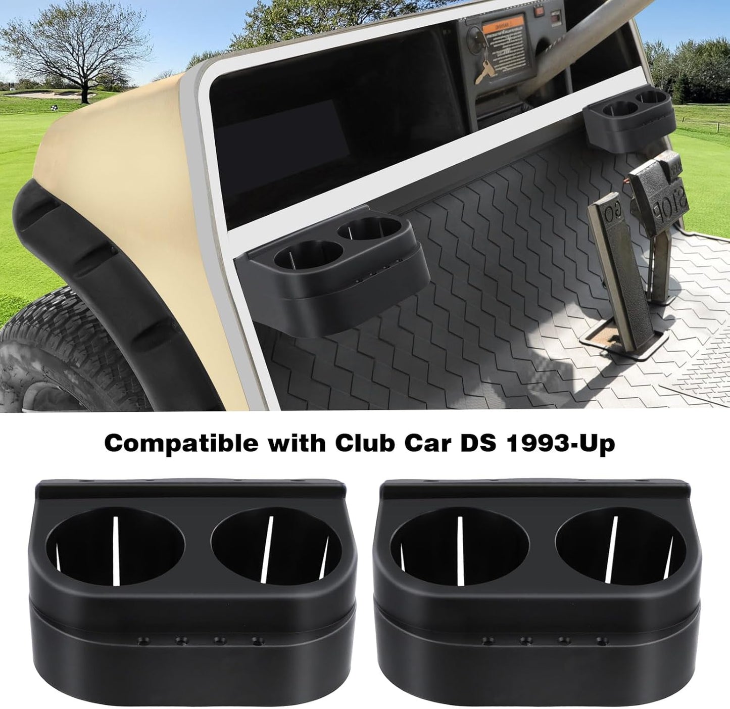 Roykaw Golf Cart Dual Cup Holder Compatible with Club Car DS 1993-Newer G&E Models, DS Cup Drink Holder, OEM# 1016811, 101708301, 2 Pack