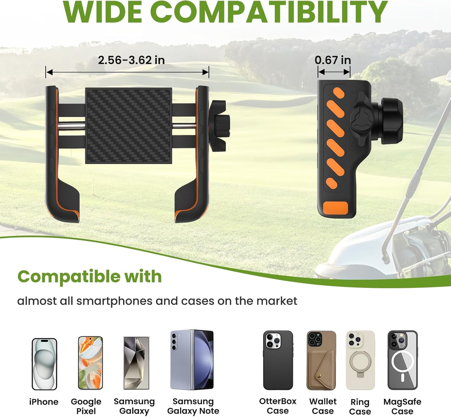 Magnetic Golf Cart Phone Holder - Premium N52 Magnet Phone Caddy Compatible with EZGO, Club Car, Yamaha, Universal Secure Mount for iPhone, Samsung & Smartphone, Durable Golf Accessories for Men Women